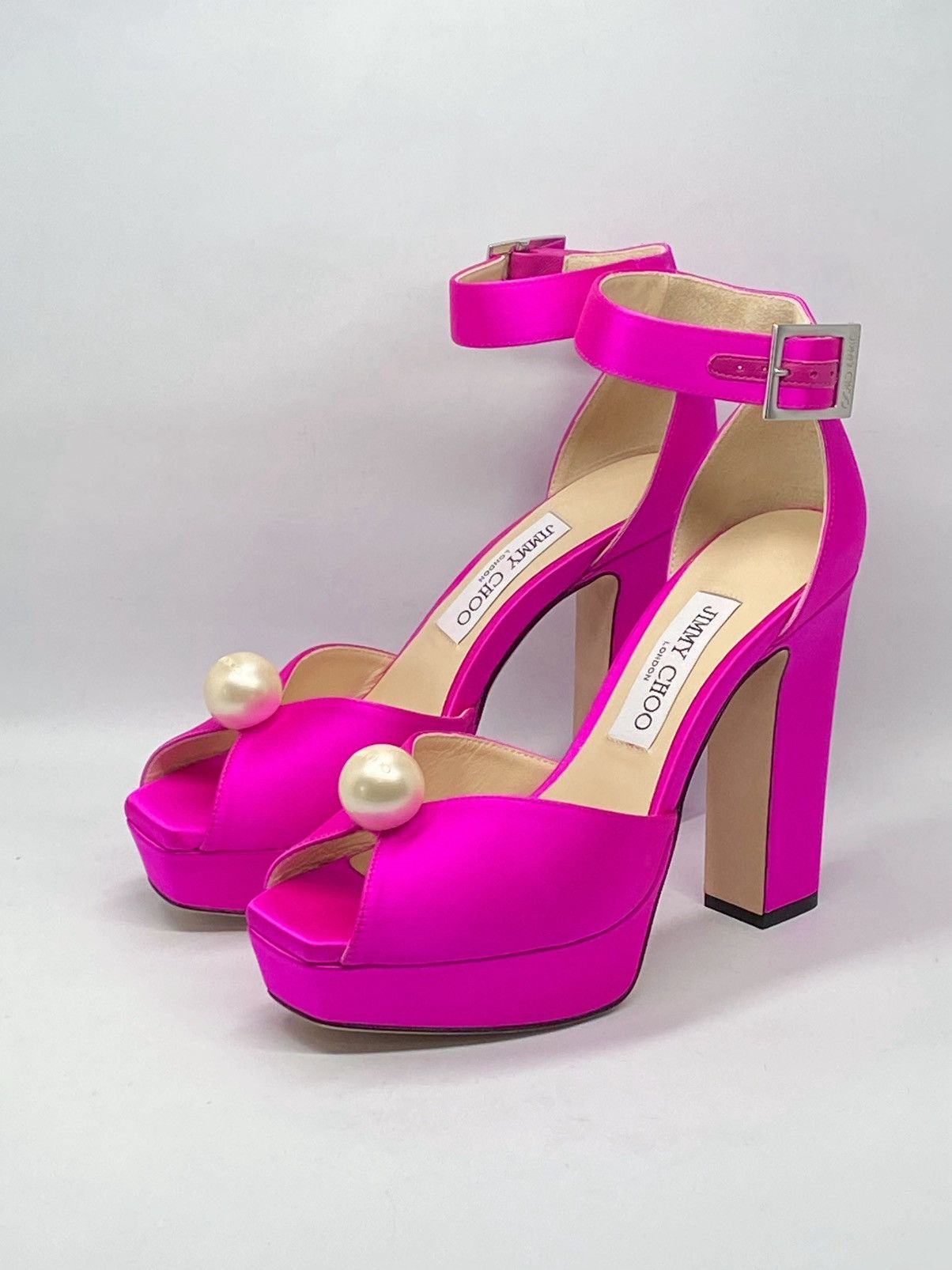Jimmy Choo Jimmy Choo Socorie 120 Satin Platform Sandals size 37.5 Size US 7.5 / IT 37.5 - 6 Thumbnail