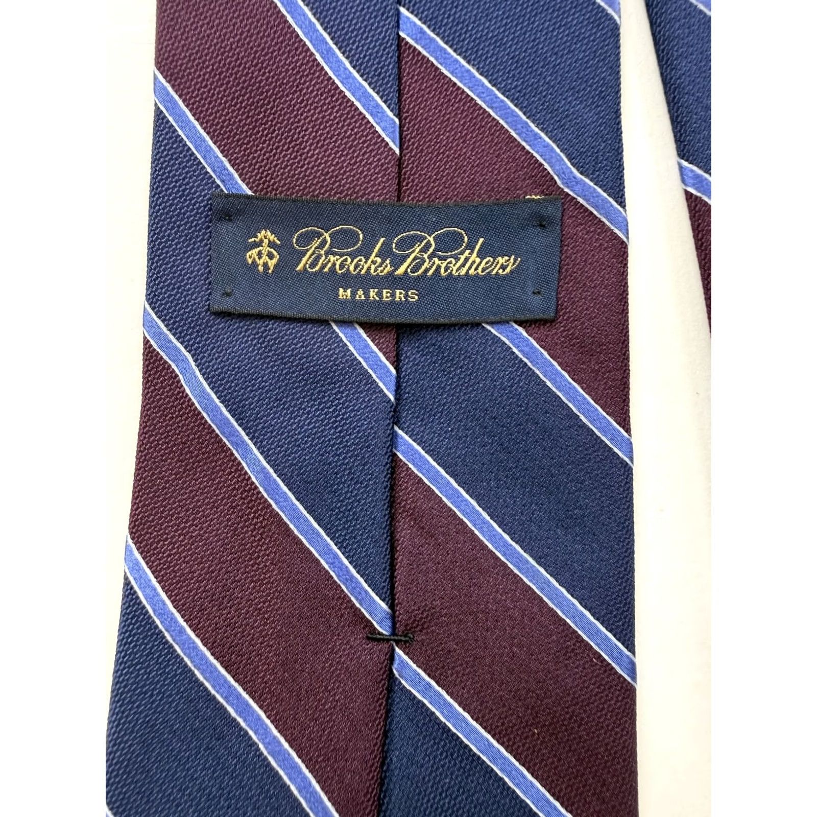 Brooks Brothers Brooks Brothers Makers Tie Mens One Size Blue Burgundy Silk Striped Made In USA Size ONE SIZE - 2 Thumbnail
