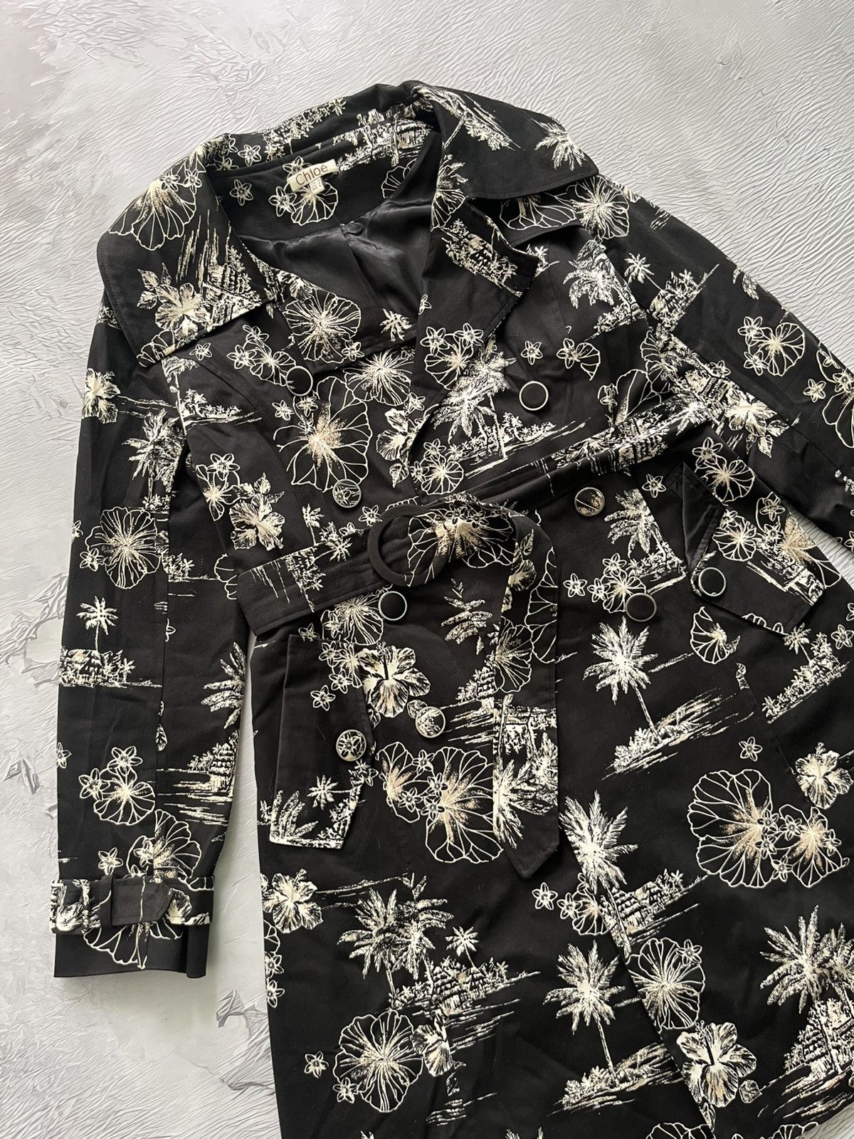 Chloe Chloe Floral Vintage Black Luxury Belted Coat Women Size M / US 6-8 / IT 42-44 - 3 Thumbnail