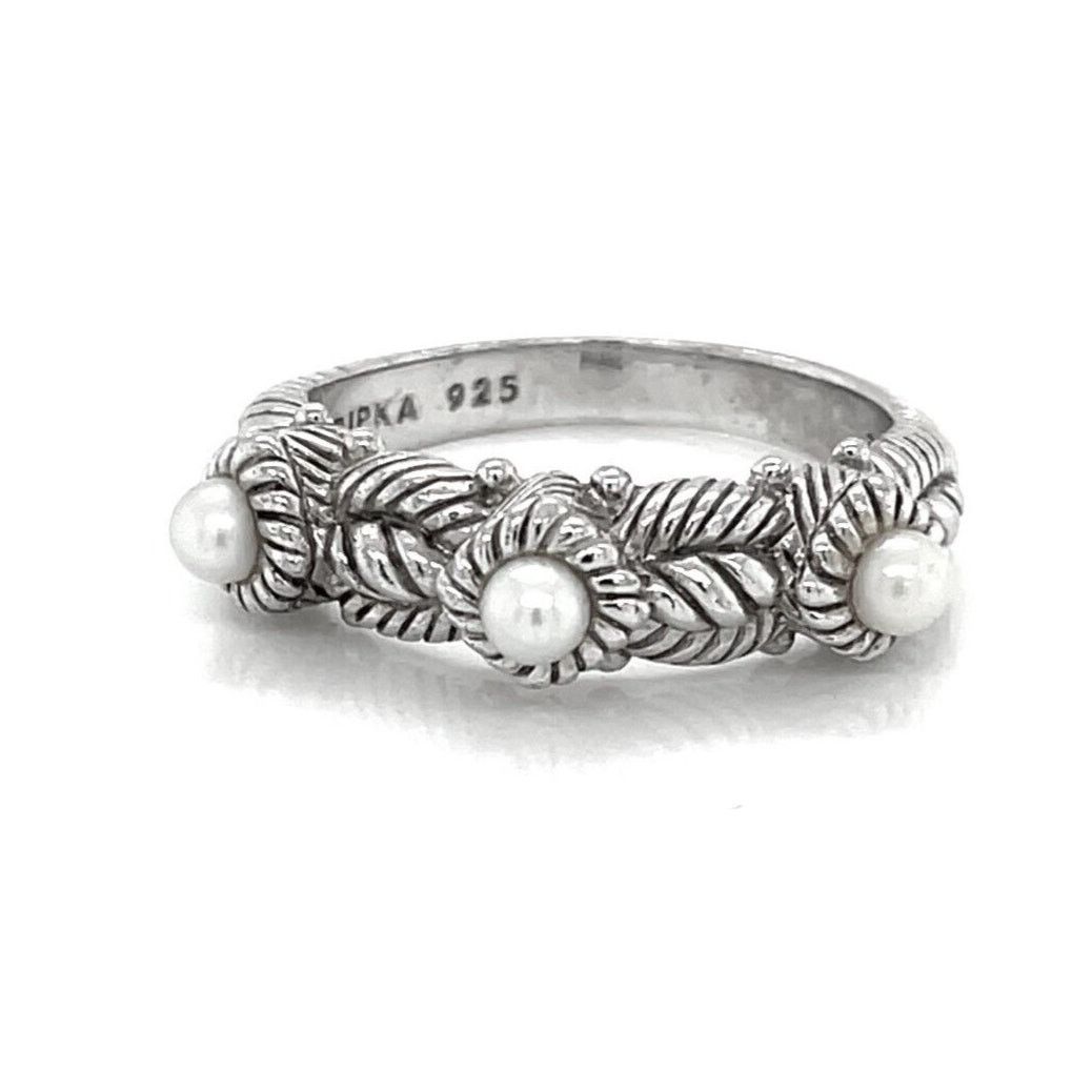 Judith Ripka Judith Ripka Sterling Silver 925 Three Pearl Ring Size 8 Size ONE SIZE - 1 Thumbnail