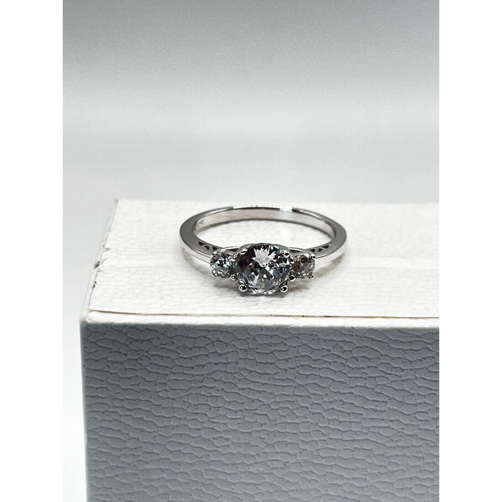 The Unbranded Brand ESTATE 3-STONE CUBIC ZIRCONIA STERLING RING, SIZE 8 Size ONE SIZE - 5 Thumbnail