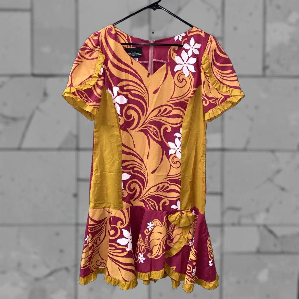 Vintage Slade Polynesian Womens Orange/Pink Long Dress Size L Floral Casual Size L / US 10 / IT 46 - 1 Thumbnail