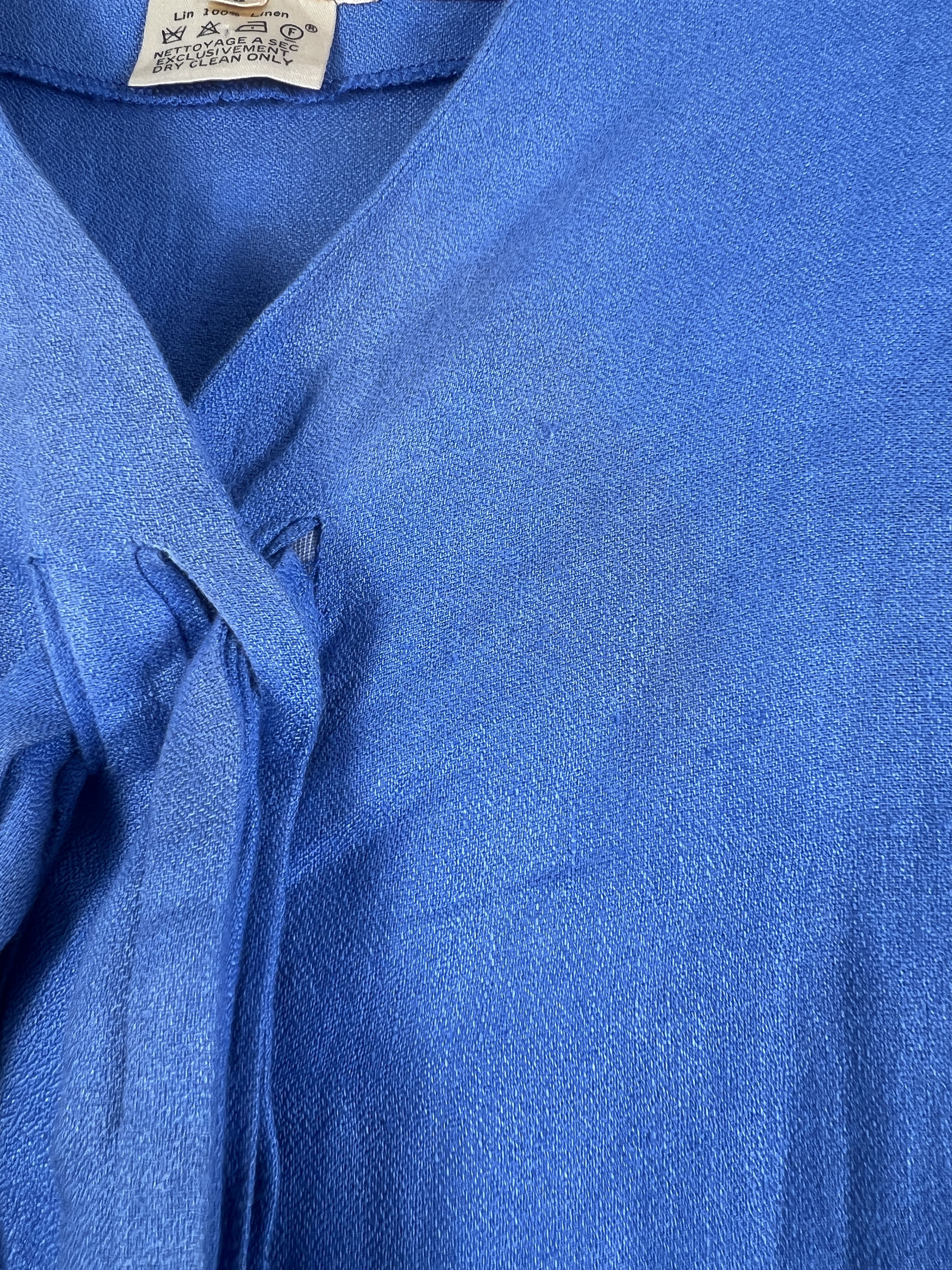 Hermes Vintage HERMÈS Tie-Neck Linen Shirt (38) GTMP225 Size S / US 4 / IT 40 - 9 Thumbnail