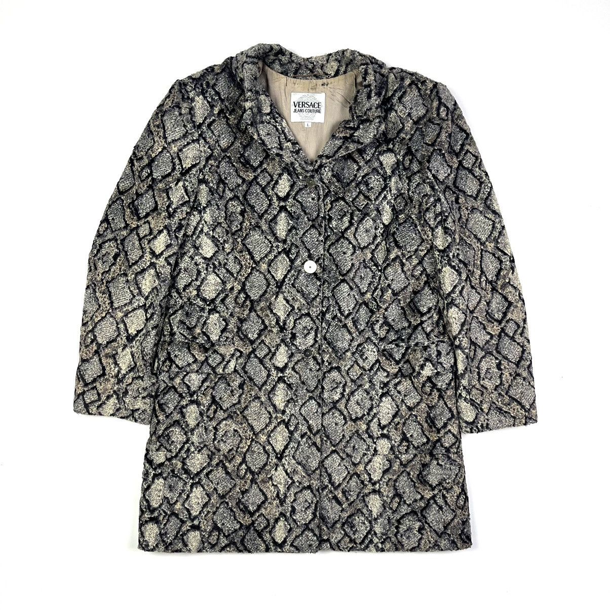 image of Python Fur Coat Archival Clothing in Blue, Women's (Size Large)