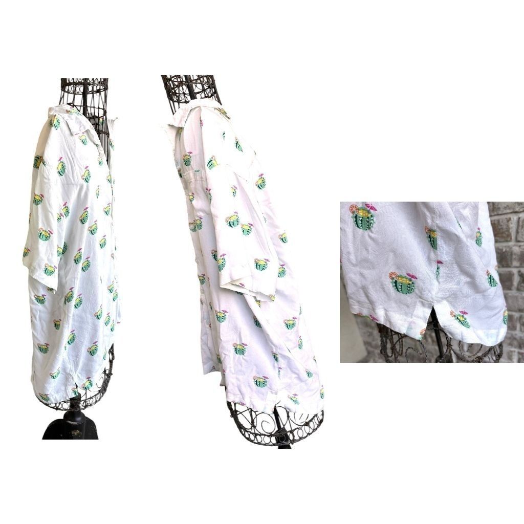 Vintage Rowdy Gentleman Cactus Cocktail Hawaiian Shirt XXL White Cru Size US XXL / EU 58 / 5 - 5 Thumbnail