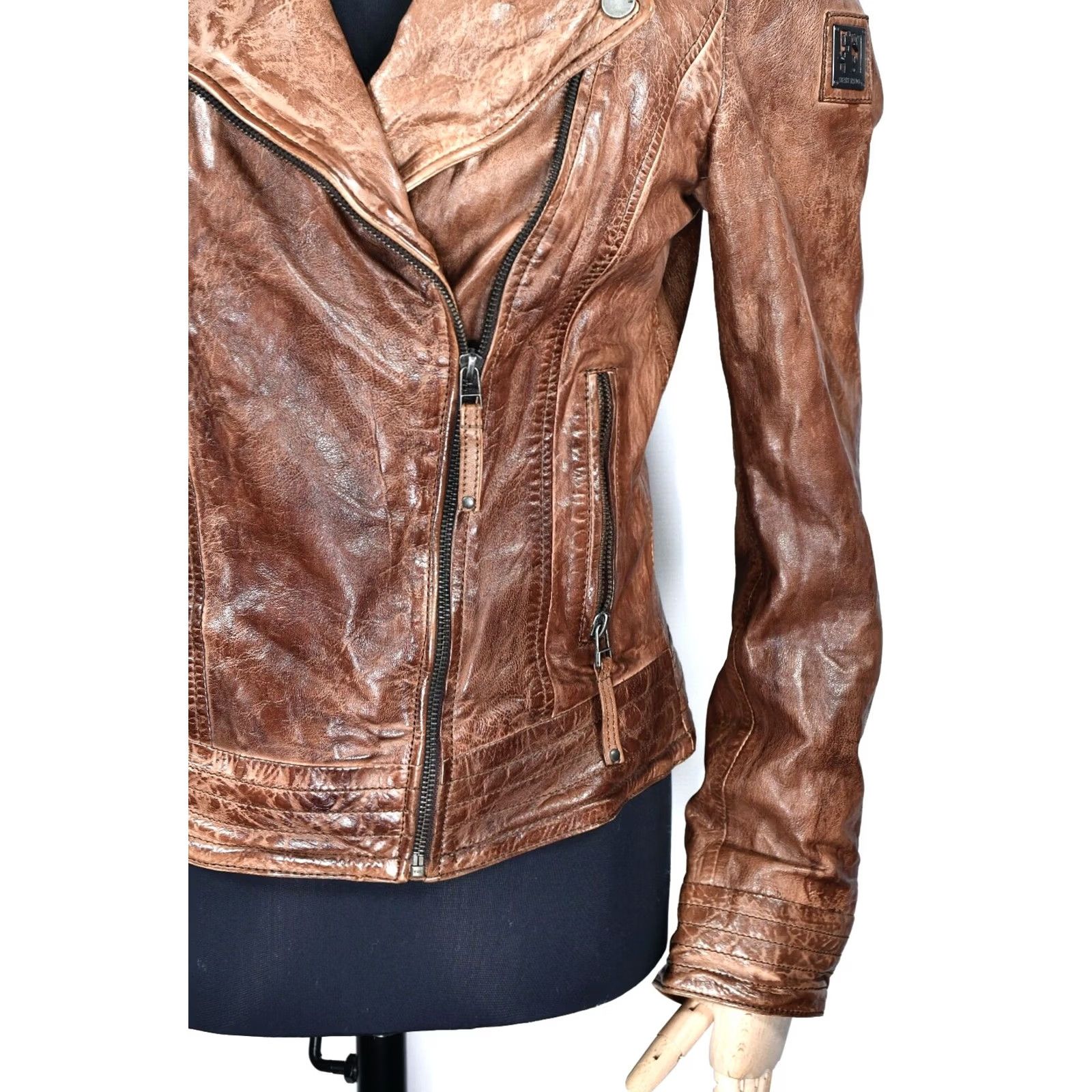 Vintage Freaky Nation Leather Brown Biker Jacket Women's M Jacket Size M / US 6-8 / IT 42-44 - 7 Thumbnail