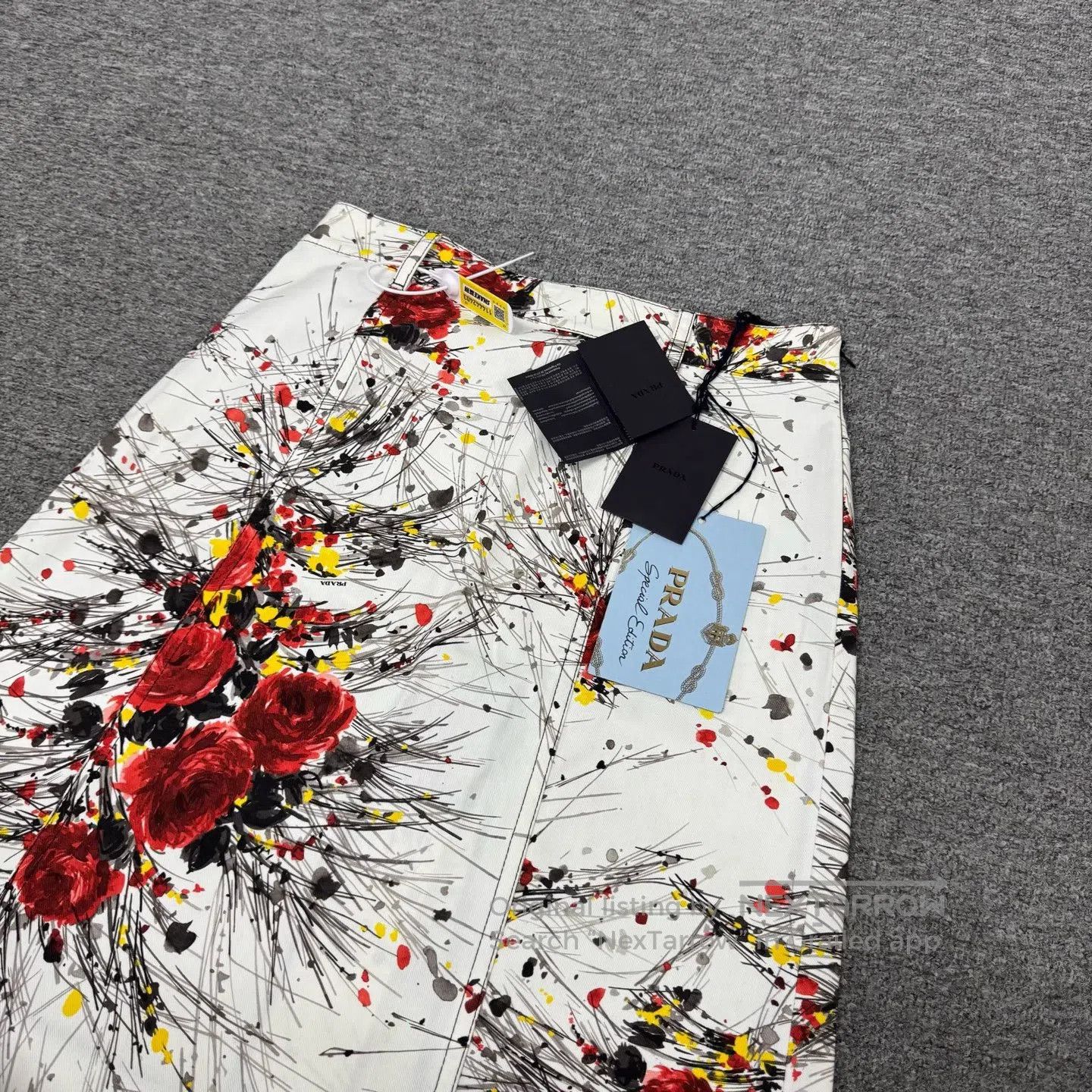 Prada Prada size 44 Ink-painted rose print A-line half-skirt| Size 28" / US 6 / IT 42 - 3 Thumbnail
