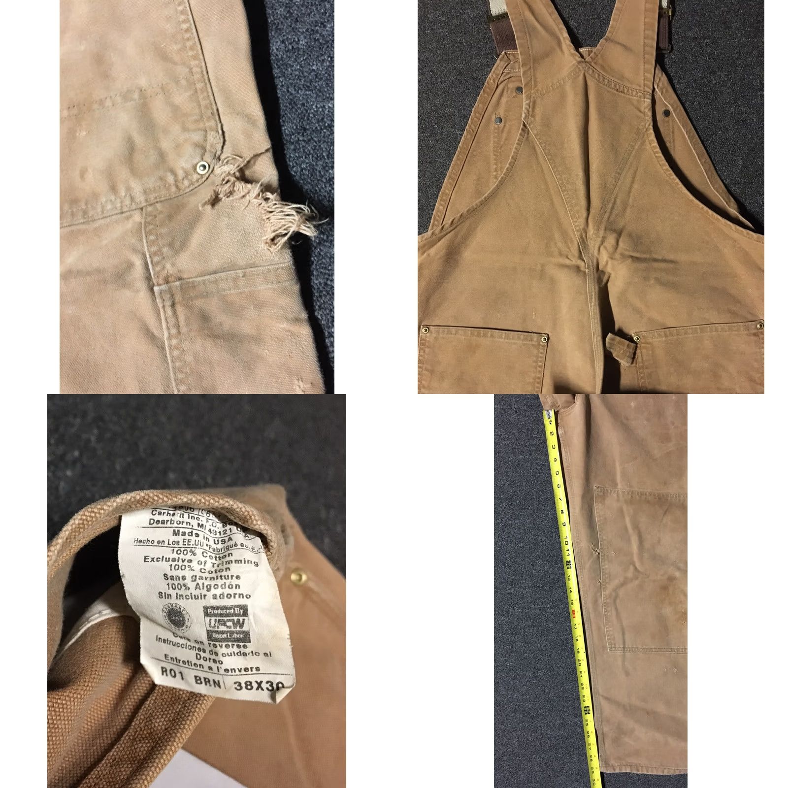Carhartt VINTAGE Carhartt Overalls Shirt Mens 38 Tan Distressed 70s 80s USA Grunge Punk Trucker Workwear Retro Western 90s Union Made Size US 38 / EU 54 - 8 Thumbnail