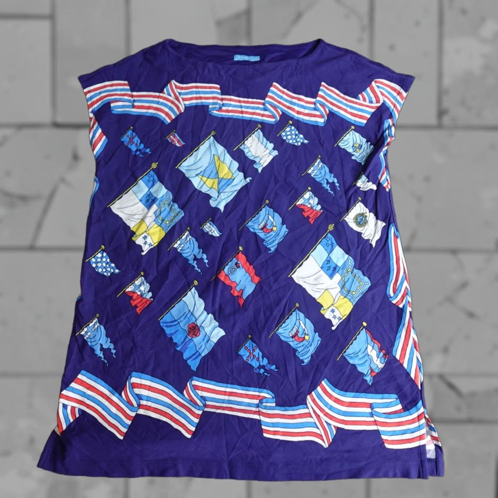 J.McLaughlin J. McLaughlin Womens Top XS Blue Catalina Nautical Geometric Knit Tank Short Sleeve Collared Pullover Regular Summer Casual Size XS / US 0-2 / IT 36-38 - 1 Thumbnail
