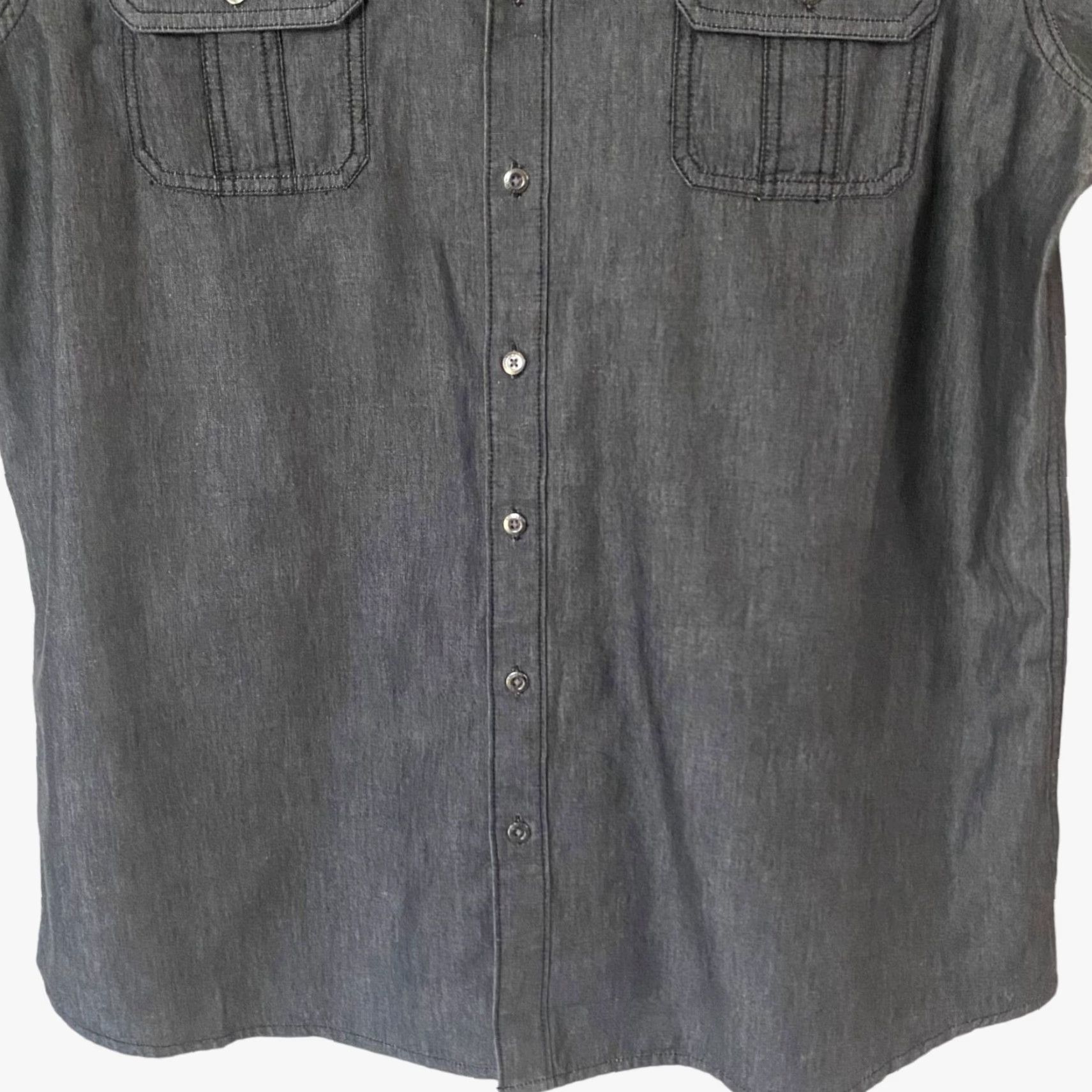 Vintage VINTAGE Rock & Republic Button Up Shirt Men 2XL Denim Long Sleeve Black Gothic Rock Pocketed 2 Chest Pockets Mens XXL Button-Front Shirt Size US XXL / EU 58 / 5 - 7 Thumbnail
