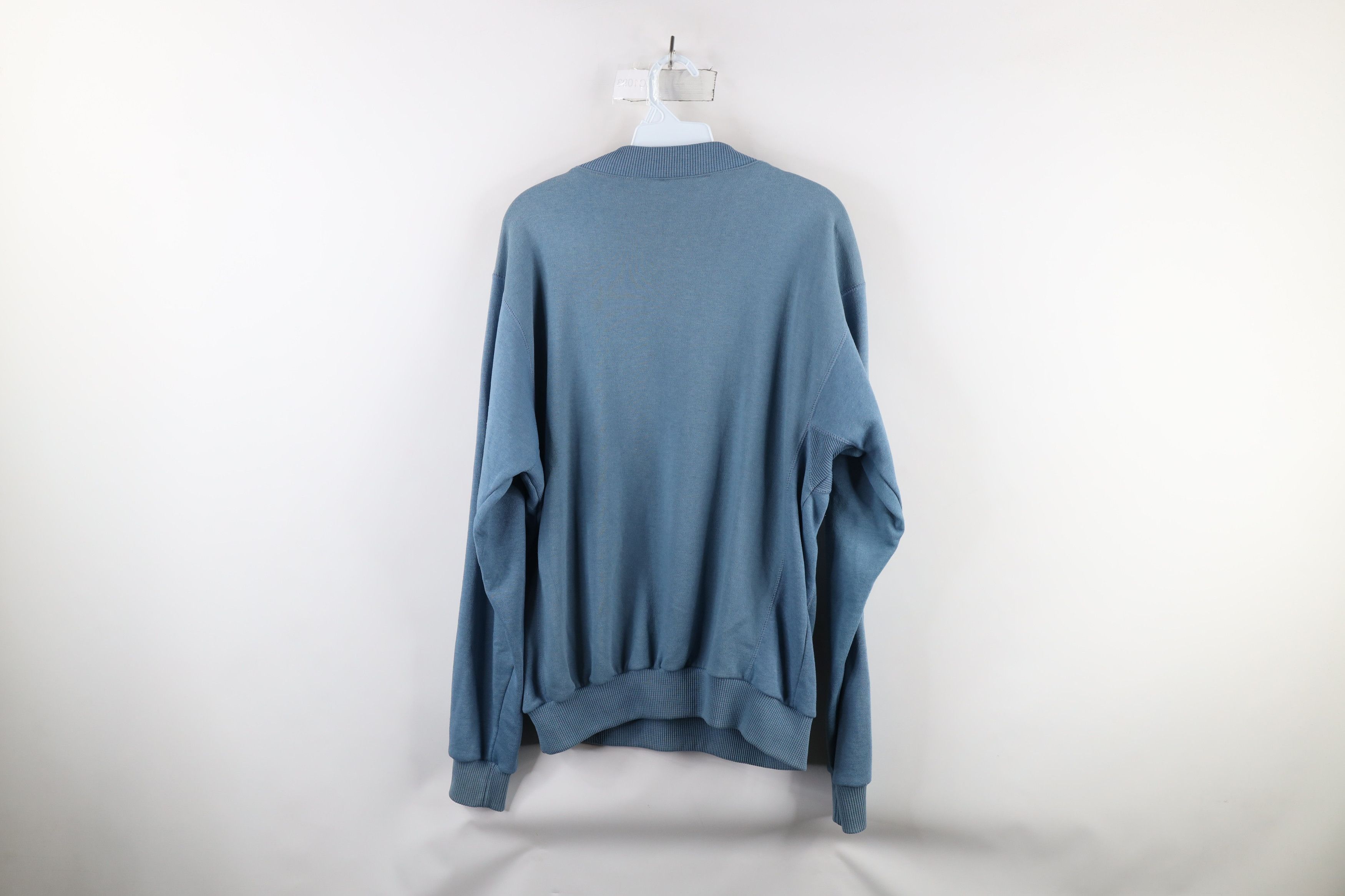 Vintage Vintage 90s Streetwear Blank Henley Pullover Sweatshirt Blue Size US L / EU 52-54 / 3 - 9 Thumbnail