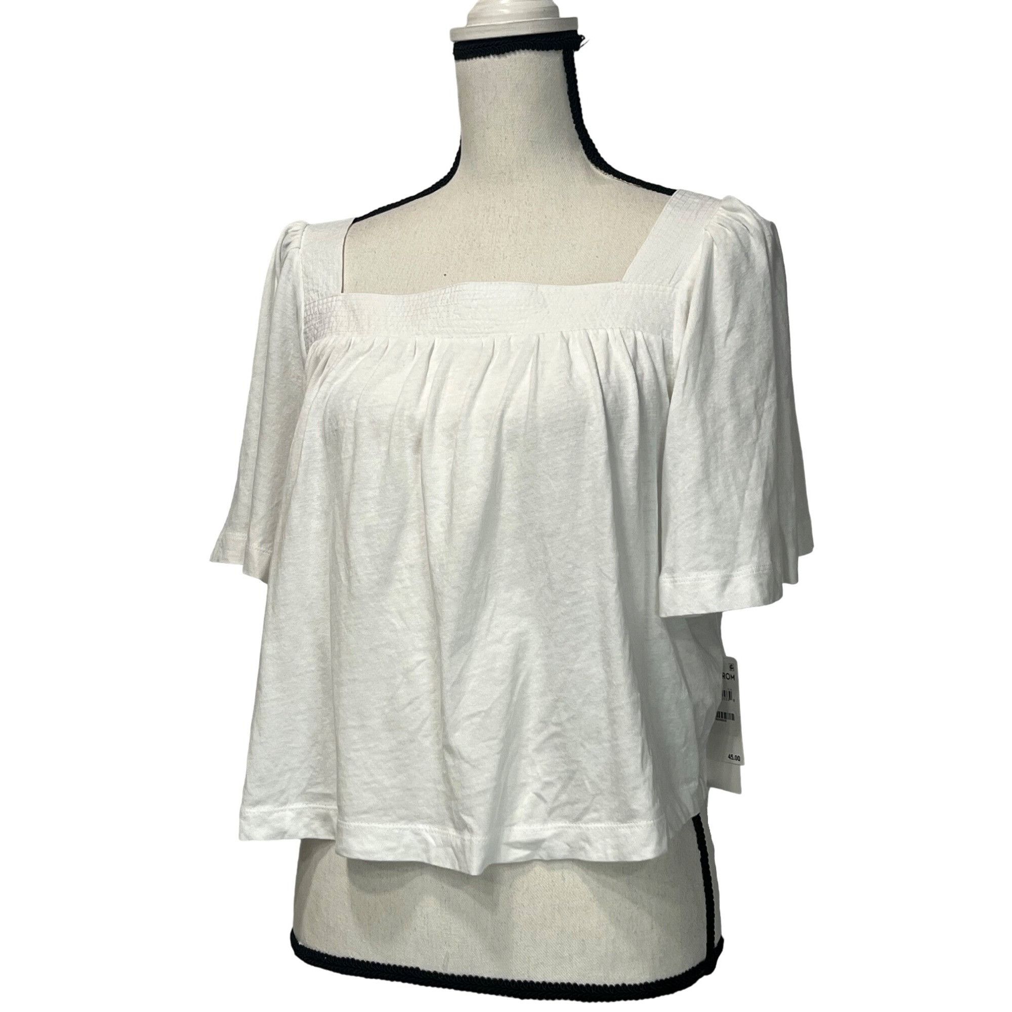 Treasure & Bond Treasure & Bond Cotton & Linen Square Neck Top, White, M Size M / US 6-8 / IT 42-44 - 1 Thumbnail