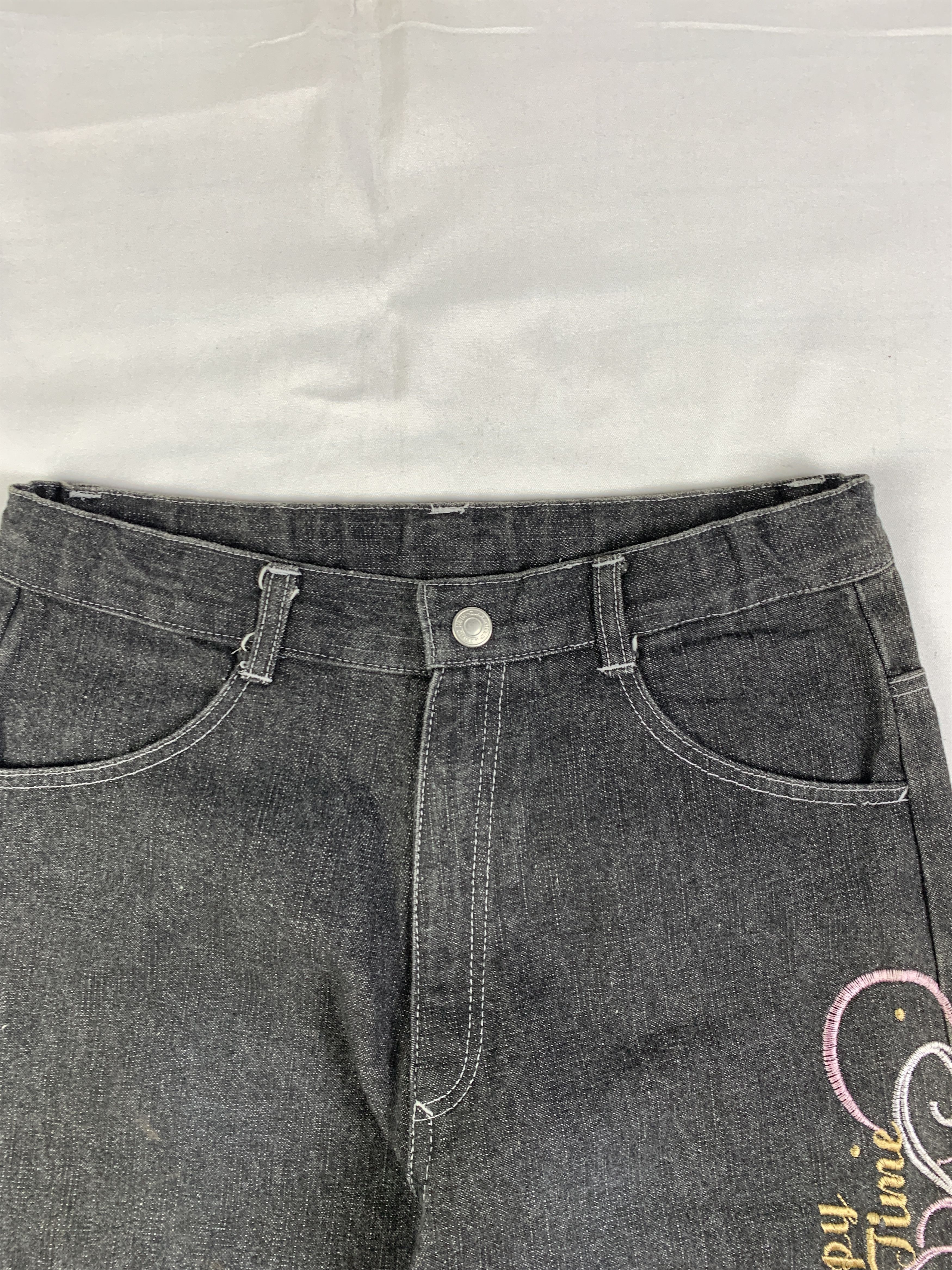 Japanese Brand Happy Time Dark Gray Embroidered Jorts (26) Size 26" / US 2 / IT 38 - 6 Thumbnail