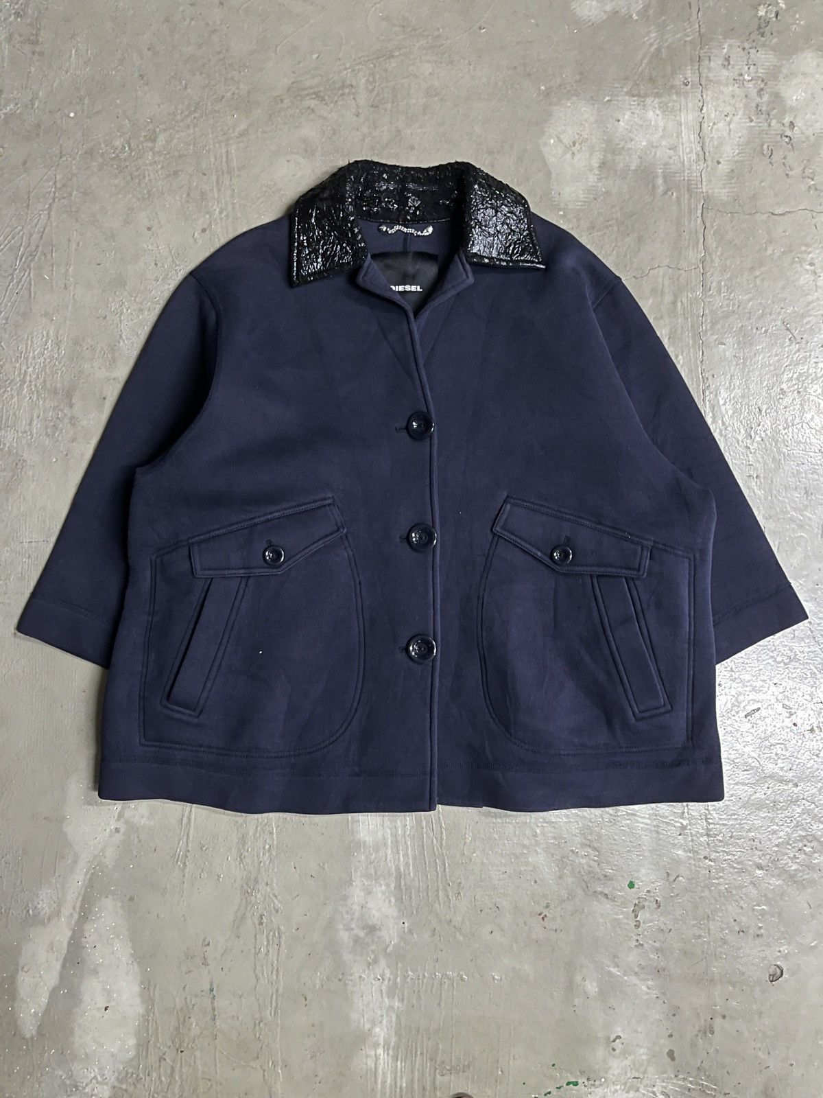 Diesel Vintage Diesel Cracked Leather Collar Kimono Boxy Jacket Size US L / EU 52-54 / 3 - 11 Thumbnail