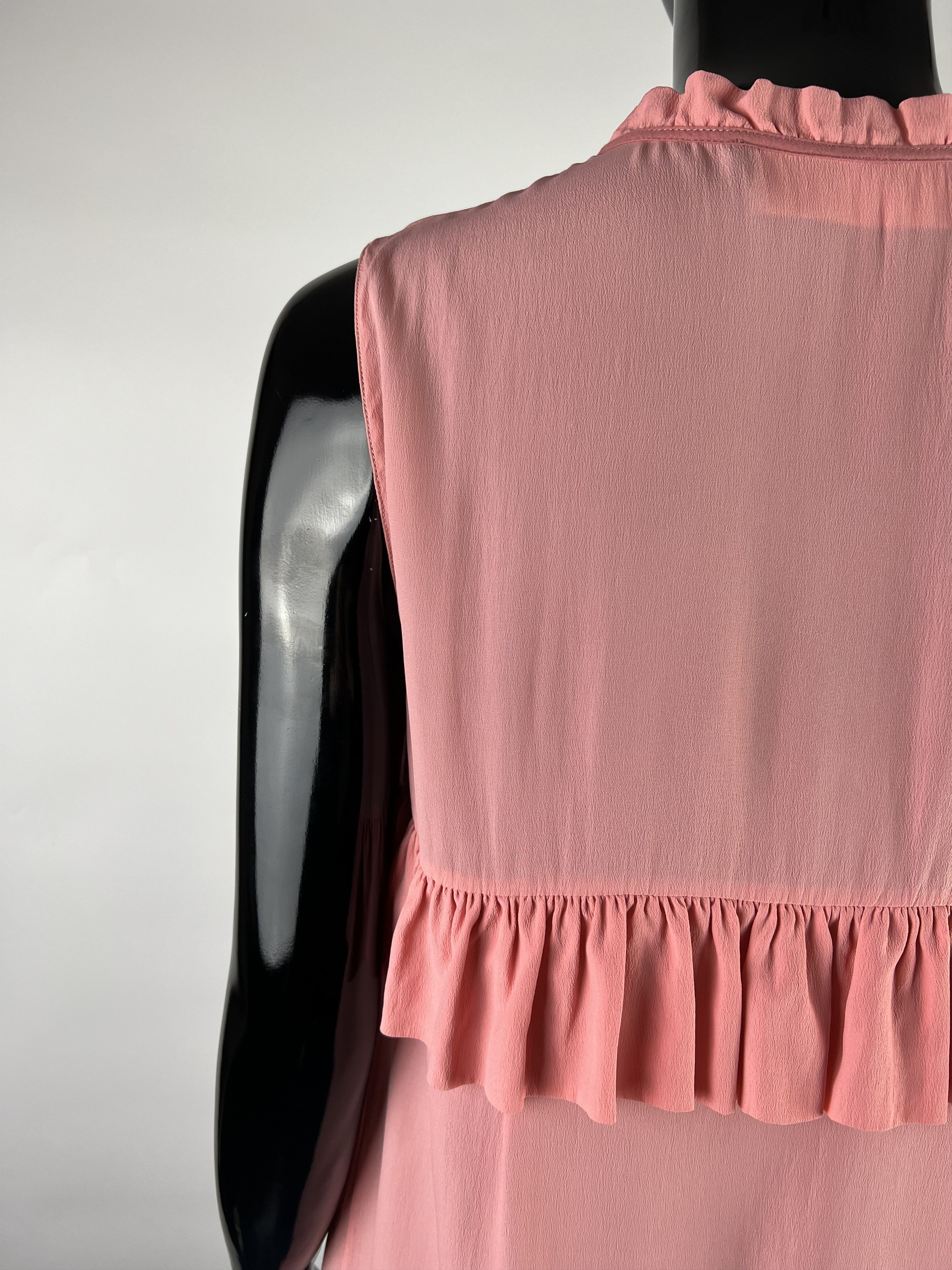 Marni Marni Pink Ruffled Silk Button Sleeveless Dress Size 40 Size S / US 4 / IT 40 - 5 Thumbnail