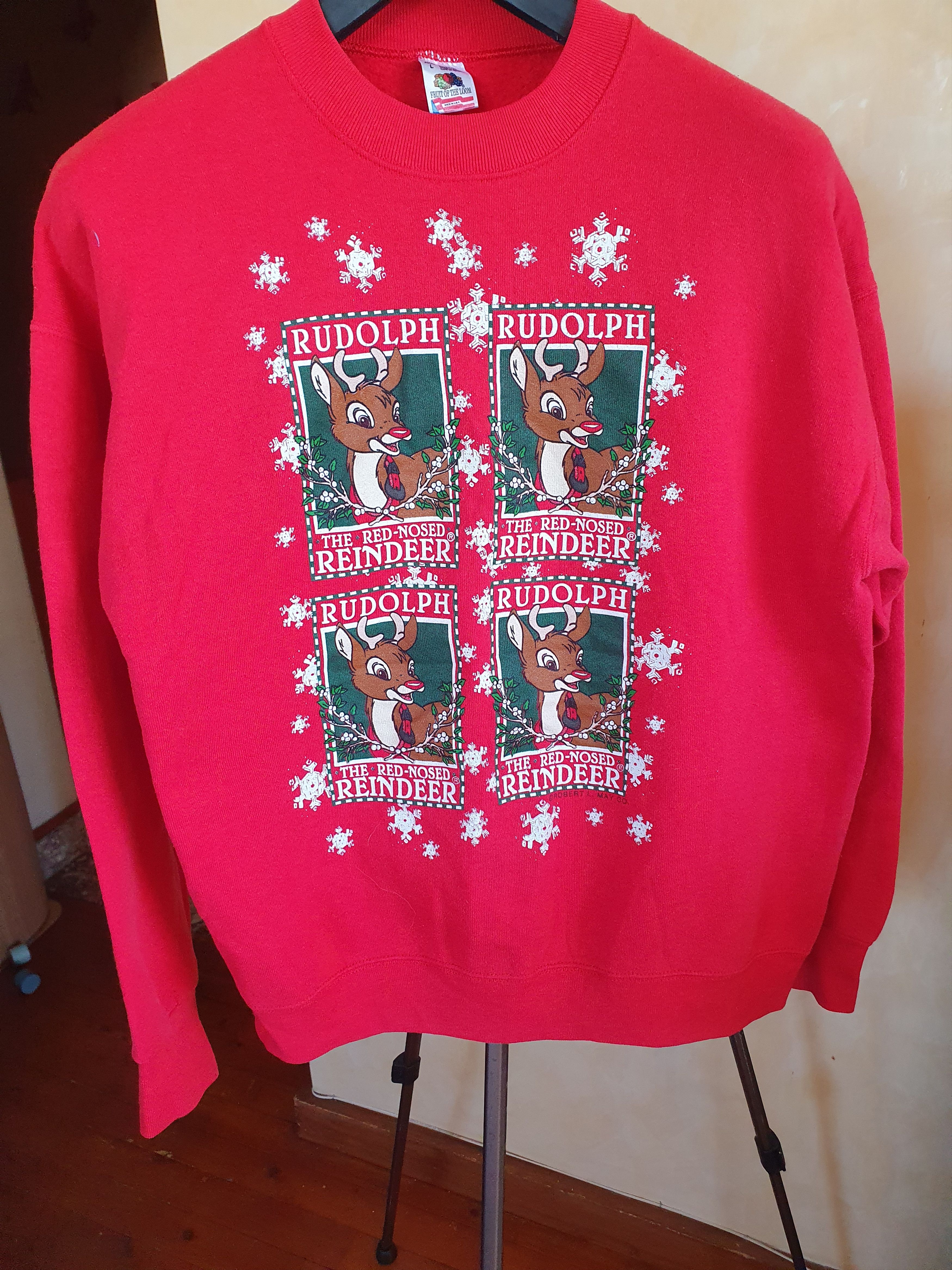 Fruit Of The Loom × Vintage Rudolph The Red Nosed Reindeer Vtg Sweatshirt Christmas L/M Size US L / EU 52-54 / 3 - 1 Thumbnail