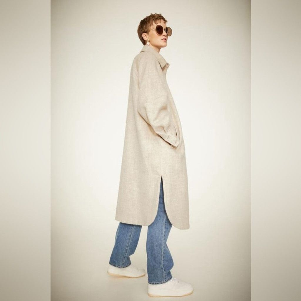 H&M H&M Beige Oversized Wool Blend Coat Size XS Size XS / US 0-2 / IT 36-38 - 3 Thumbnail