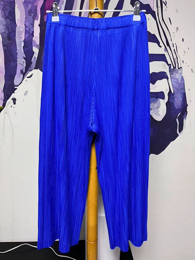 Issey Miyake Issey Miyake size:3 Blue loose straight-leg pants Size 22" - 2 Thumbnail