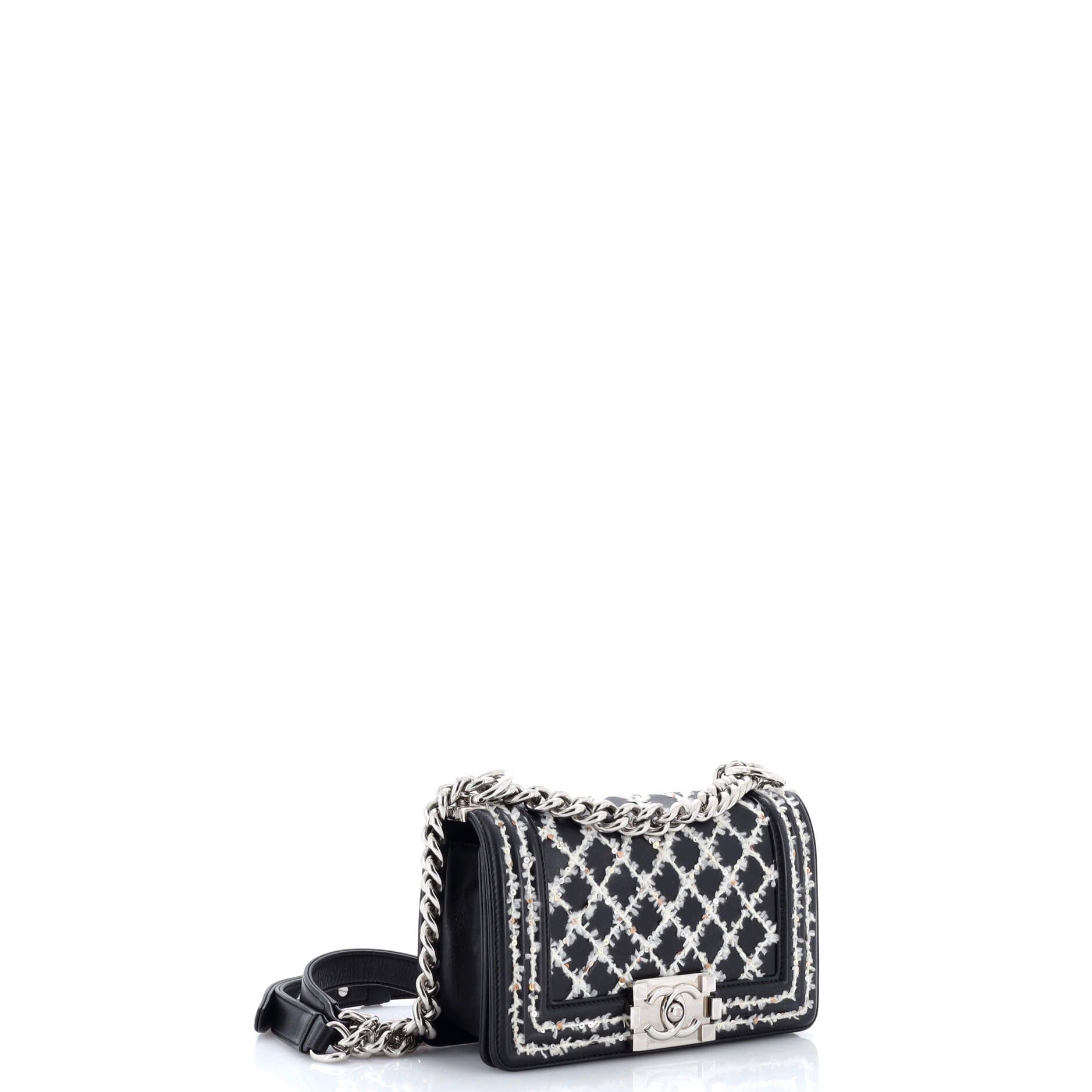 Chanel Boy Flap Bag Lambskin with Quilted Tweed and Sequins Small Size ONE SIZE - 1 Thumbnail