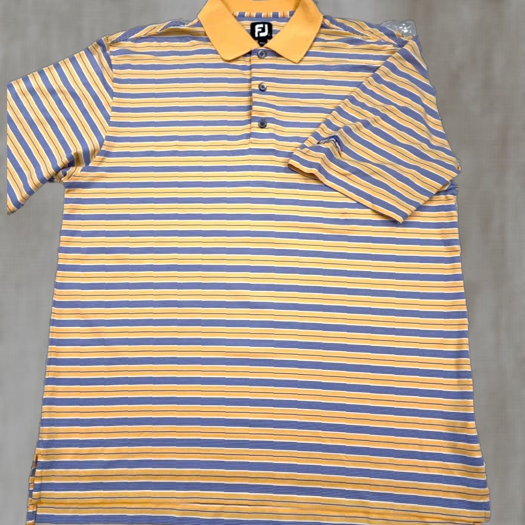 Footjoy FootJoy Polo Shirt Men L Orange Striped Performance Golf FJ Poly Size US L / EU 52-54 / 3 - 1 Thumbnail
