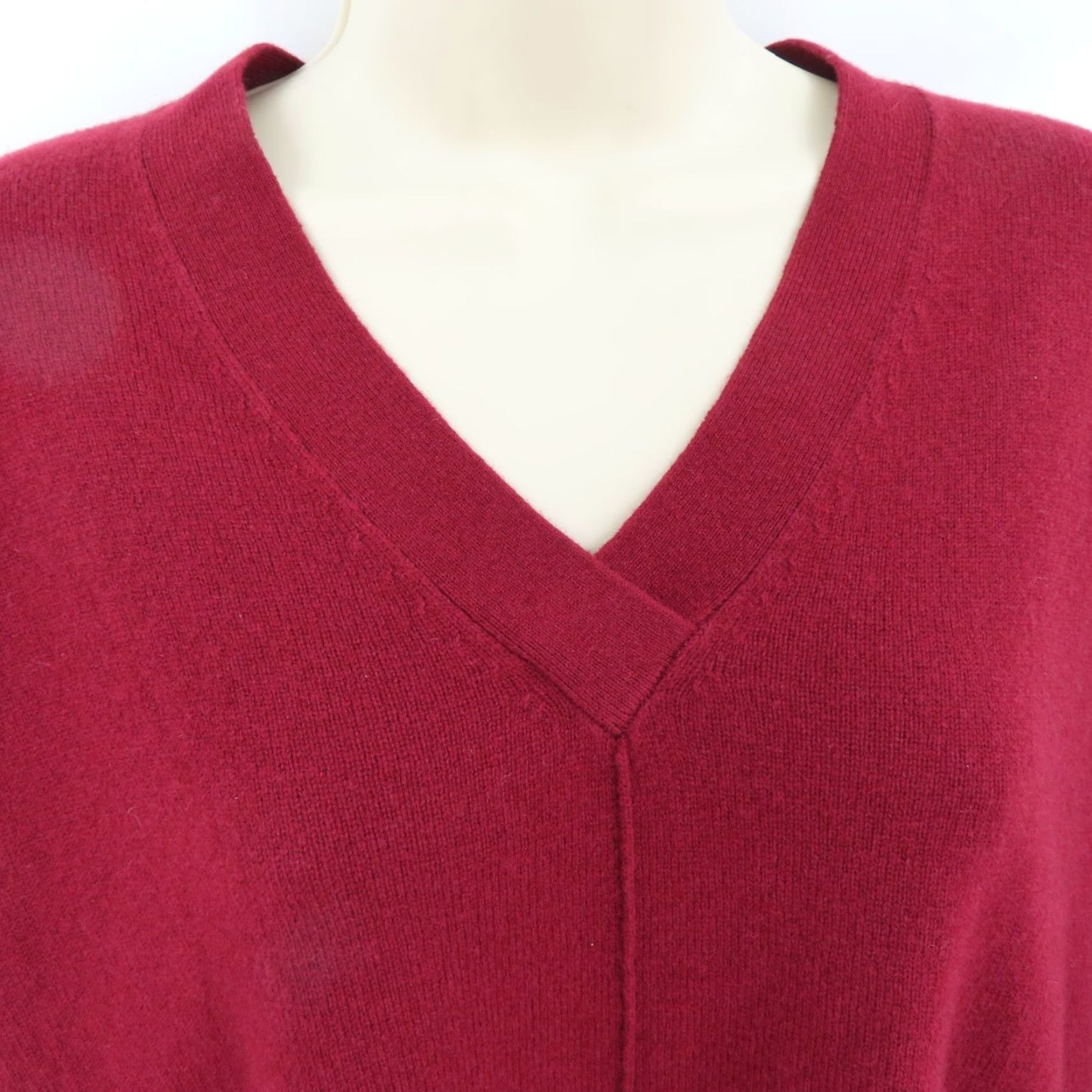 Joseph Joseph Womens Large Red V Neck Tunic Sweater All Soft Wool Pullover Tight Knit Size L / US 10 / IT 46 - 3 Thumbnail