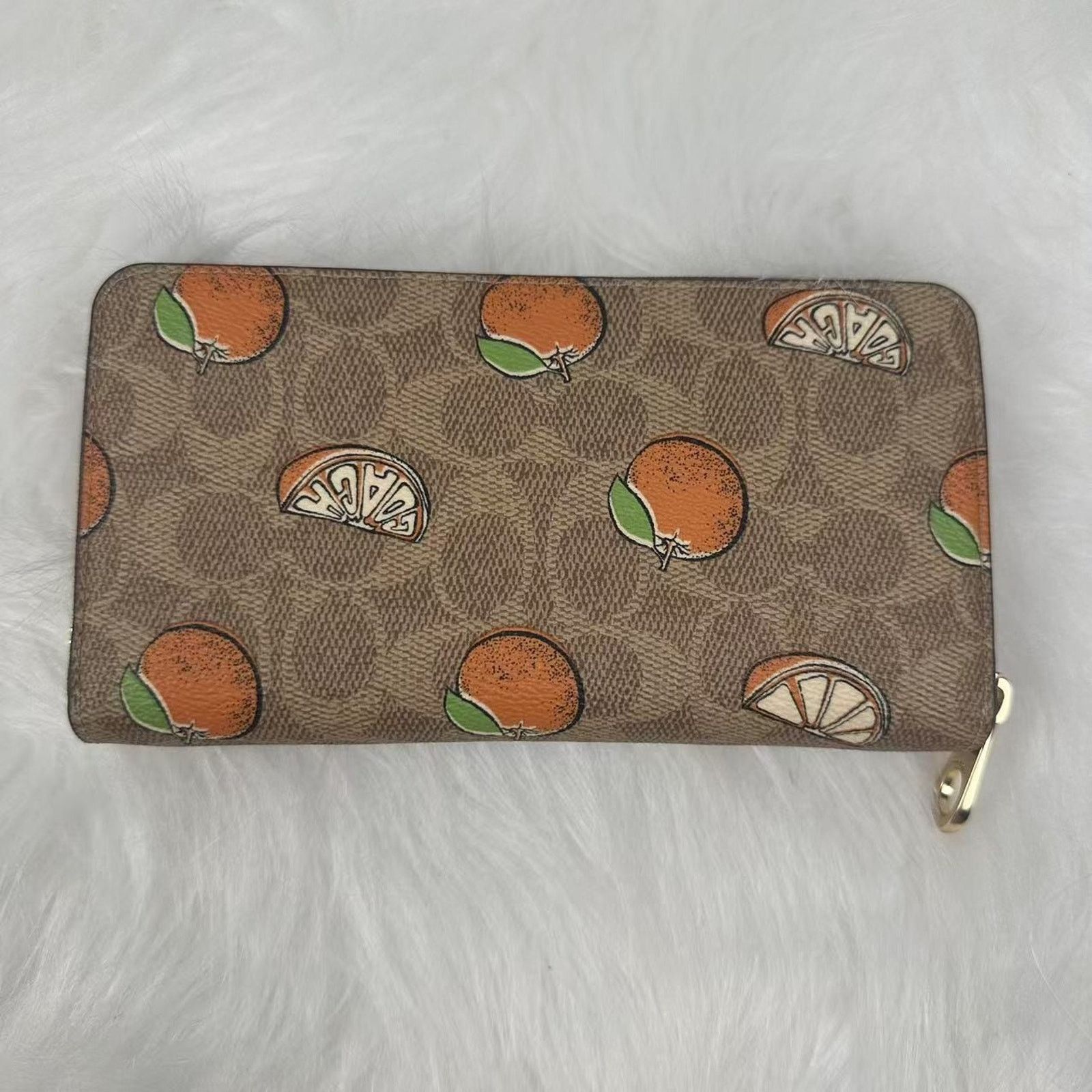 Coach Coach Long Zip Around Wallet SigCanvas Orange Print Wristlet Size ONE SIZE - 2 Thumbnail