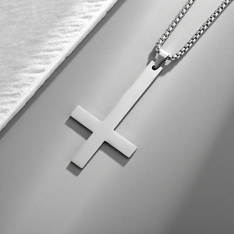 Other Silver Saint Peter's Cross Necklace Inverted Stainless Steel Size ONE SIZE - 2 Thumbnail