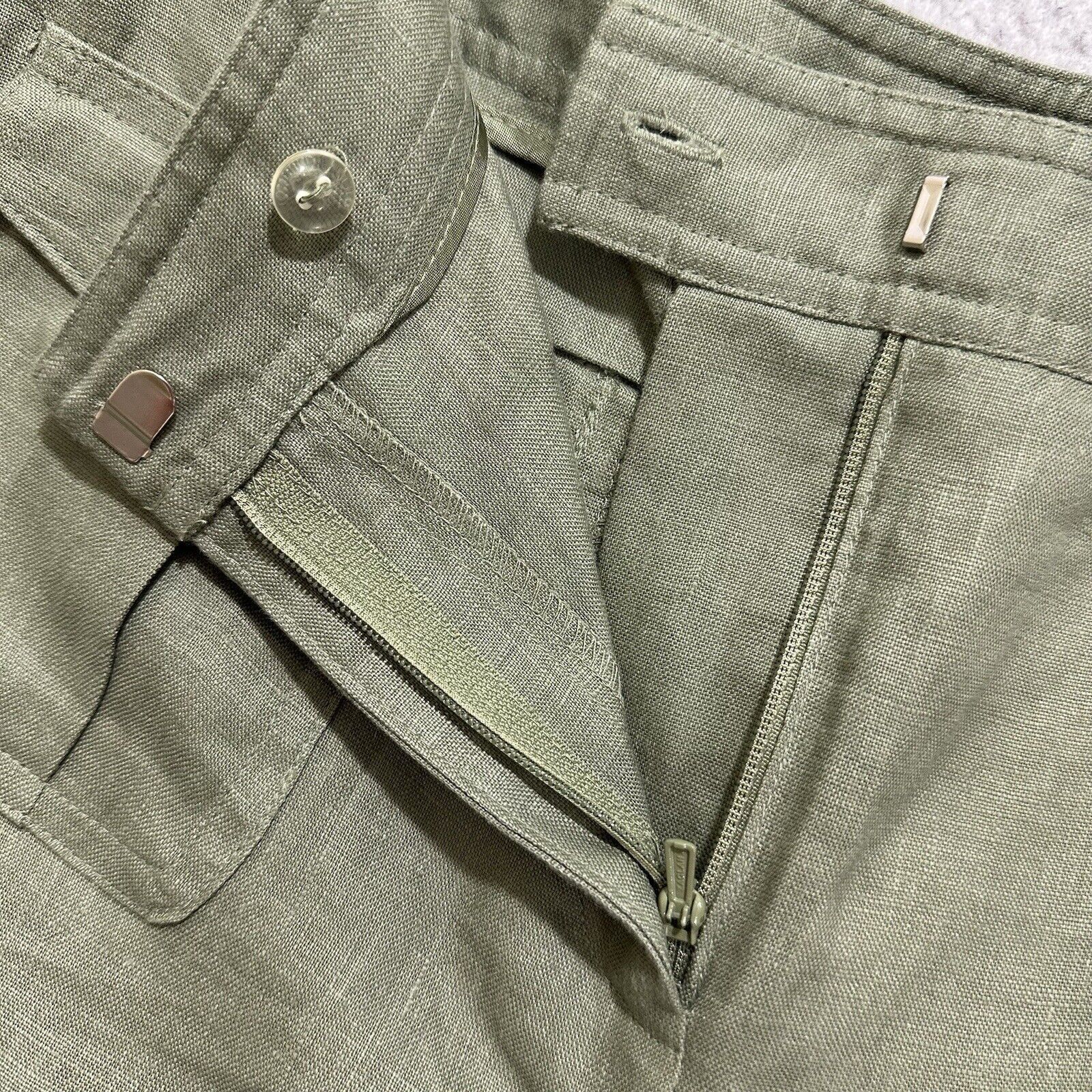 Other Style & Co 6 Pure Linen Green Straight Leg Capri Pants Size 28" / US 6 / IT 42 - 3 Thumbnail