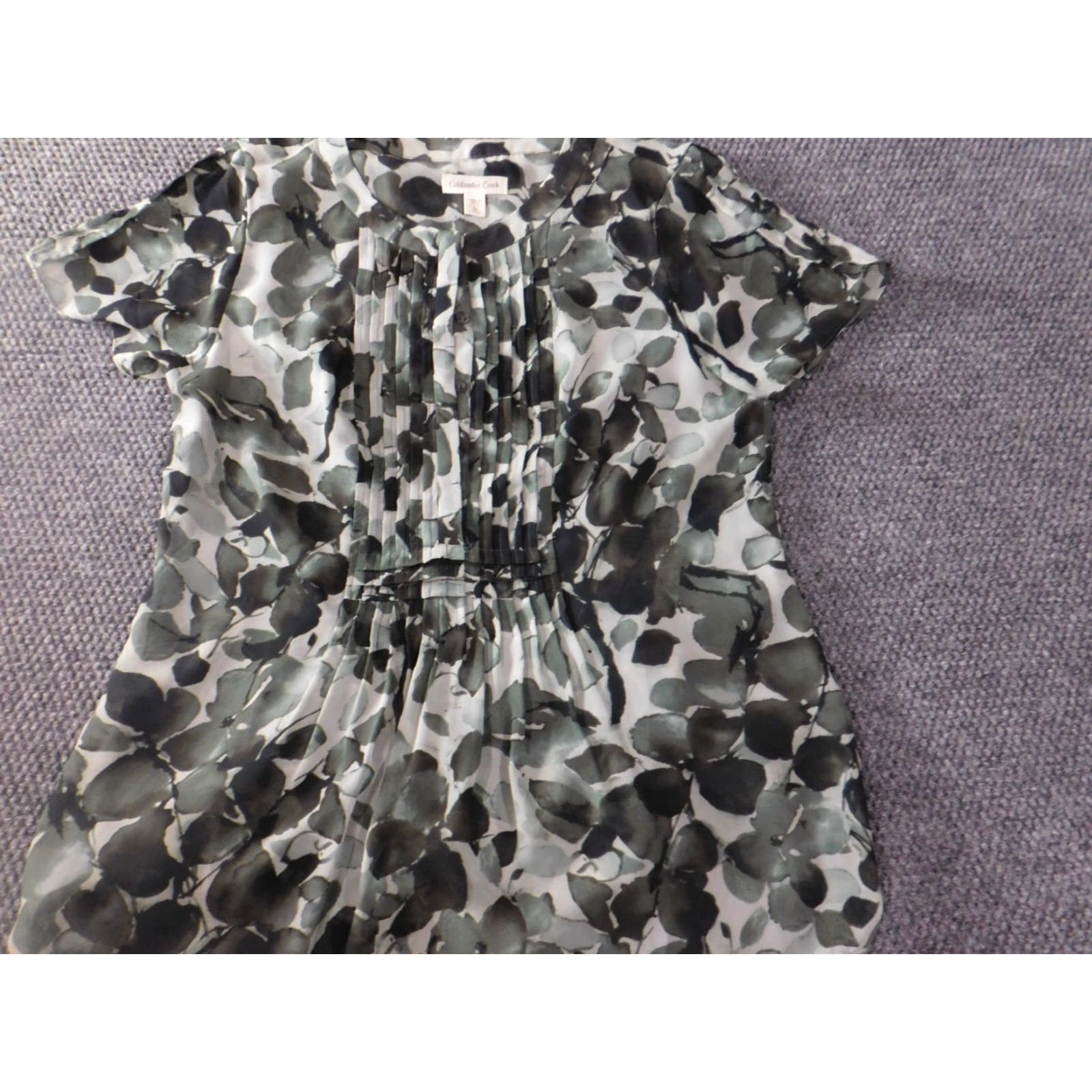 Coldwater Creek Coldwater Creek Blouse M Womens Green Floral Short Sleeve Crew Neck Pullover Casual Regular Stretch Shirts Size M / US 6-8 / IT 42-44 - 6 Thumbnail
