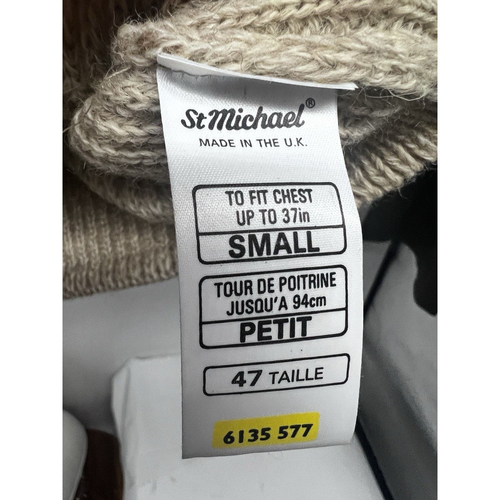 Vintage Vintage St Michael Wool UK Fisherman Knit Sweater S/M Beige Size US S / EU 44-46 / 1 - 9 Thumbnail