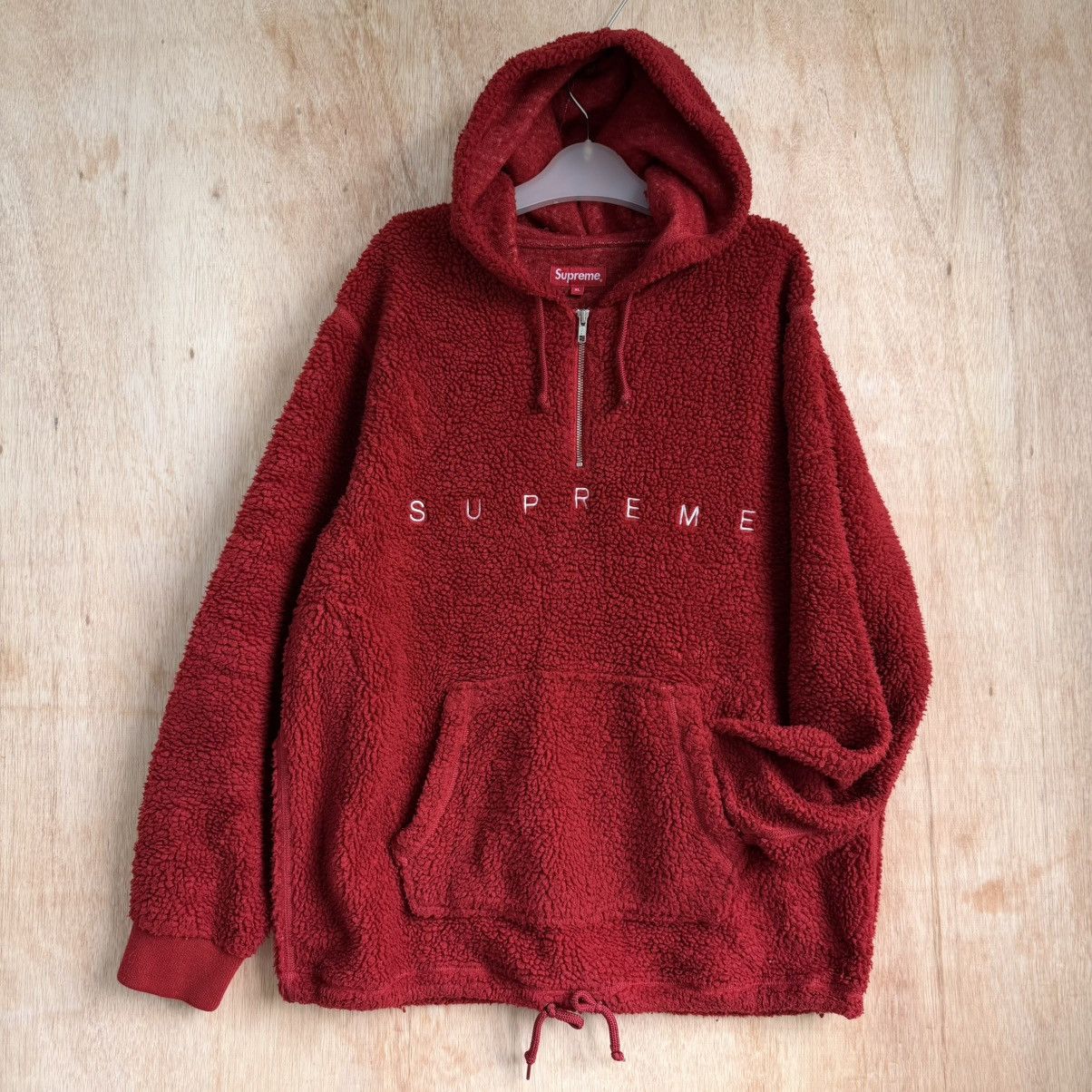 Supreme Supreme Deep Pile Sherpa Fleece Quarter-Zip Hoodie Red XL Size US XL / EU 56 / 4 - 2 Thumbnail