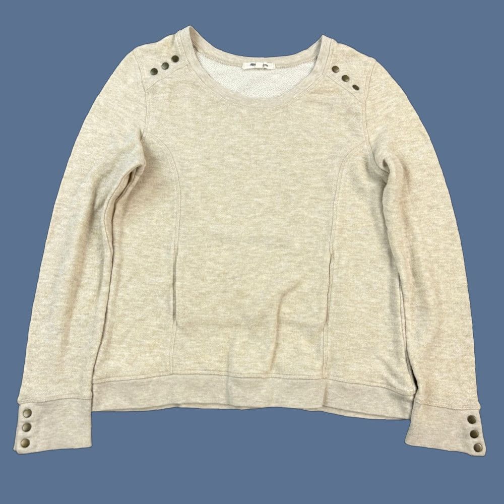 Anthropologie Pure Good Anthropologie Sweatshirt Women's Large Beige Studded Pullover Size L / US 10 / IT 46 - 1 Thumbnail