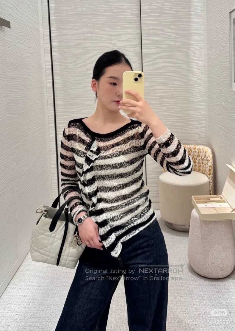 Dior Dior 25 early autumn black and white striped knitted long Size XS / US 0-2 / IT 36-38 - 8 Thumbnail