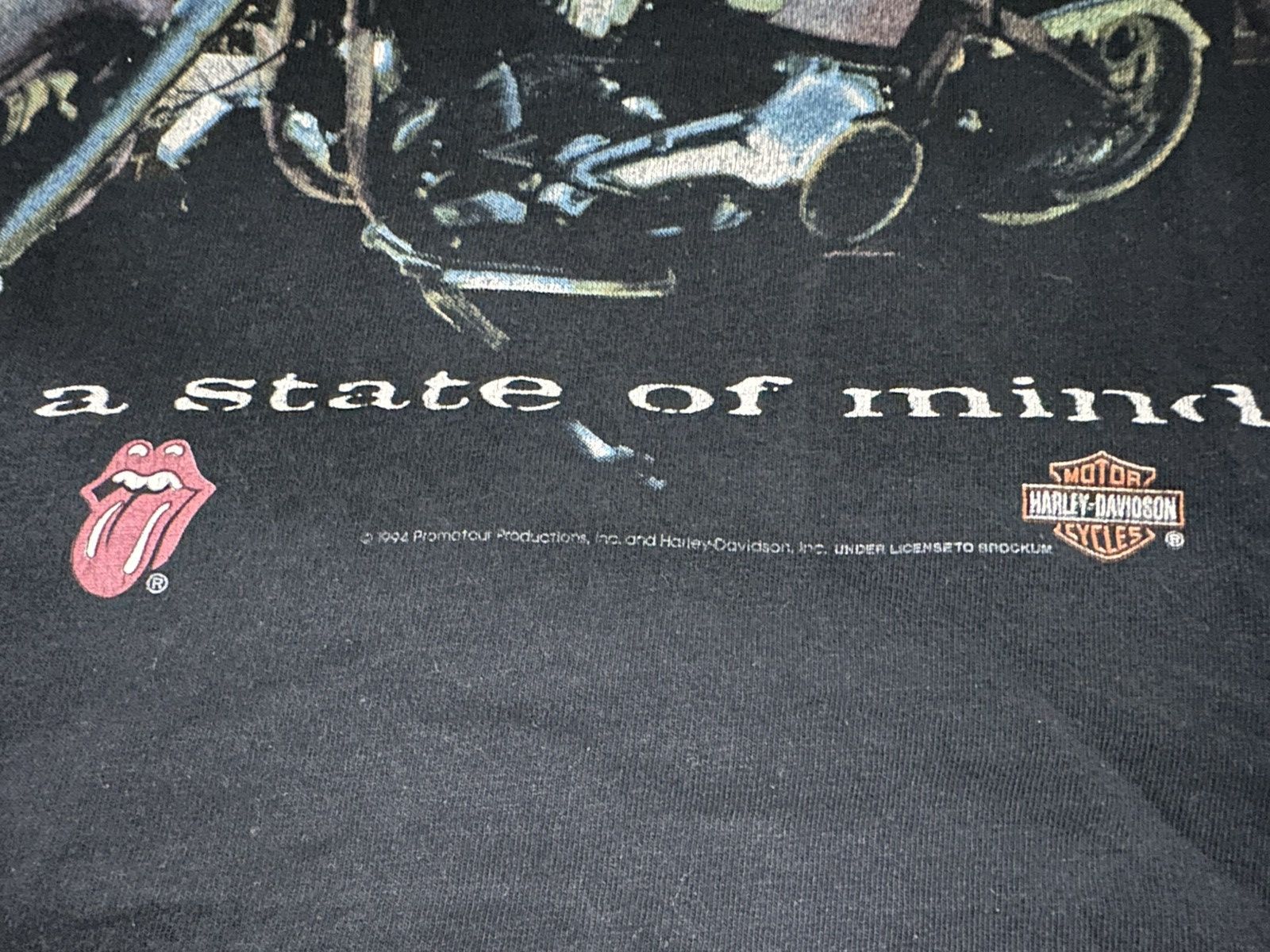 The Rolling Stones Vtg 90’s Stones Voodoo Lounge X Harley Davidson TShirt Size US L / EU 52-54 / 3 - 4 Thumbnail