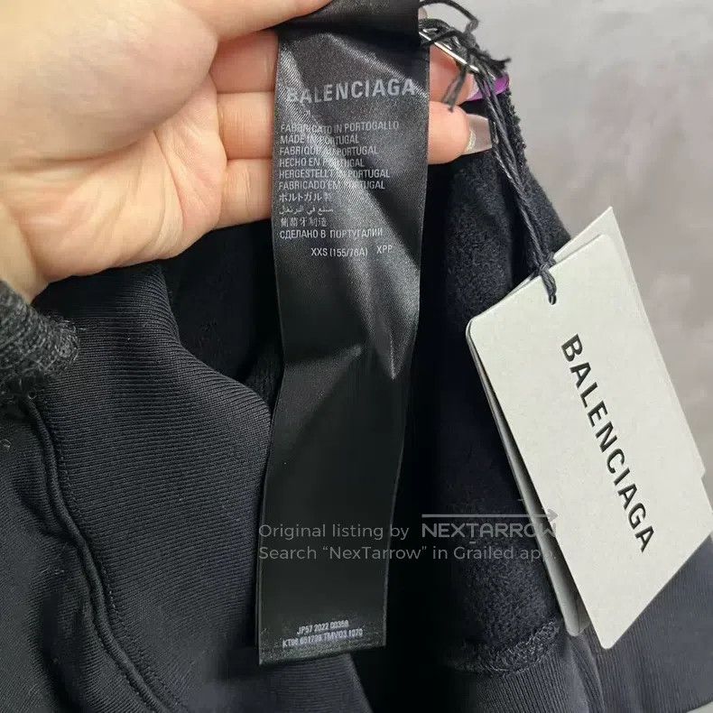 Balenciaga Balenciaga Black Logo Printed Long Sleeve Hooded Sweatshir Size US XXS / EU 40 - 4 Thumbnail