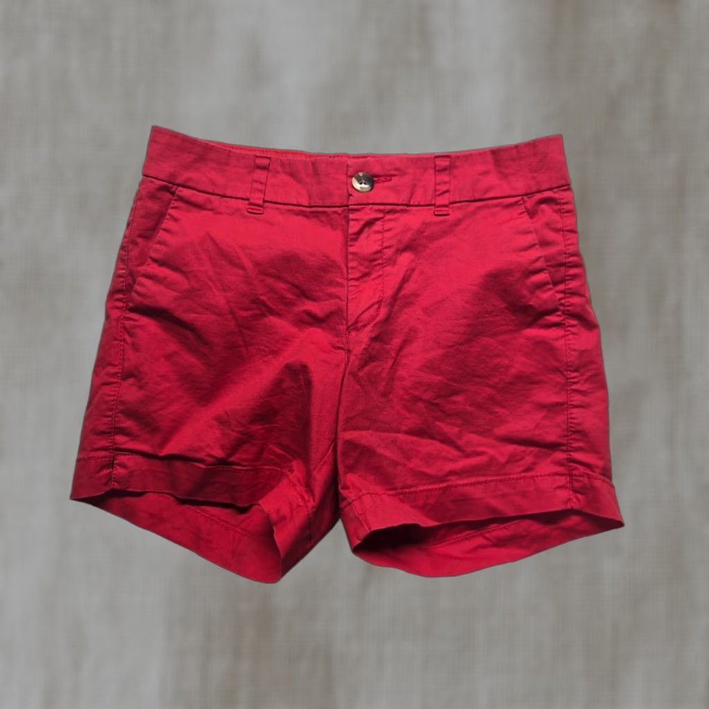 Old Navy Old Navy Red Chino Shorts - Women - 2 Regular Waist Mid Rise 2.5" Inseam Cuffed Pockets Casual Summer Wear Womens Size 26" / US 2 / IT 38 - 1 Thumbnail