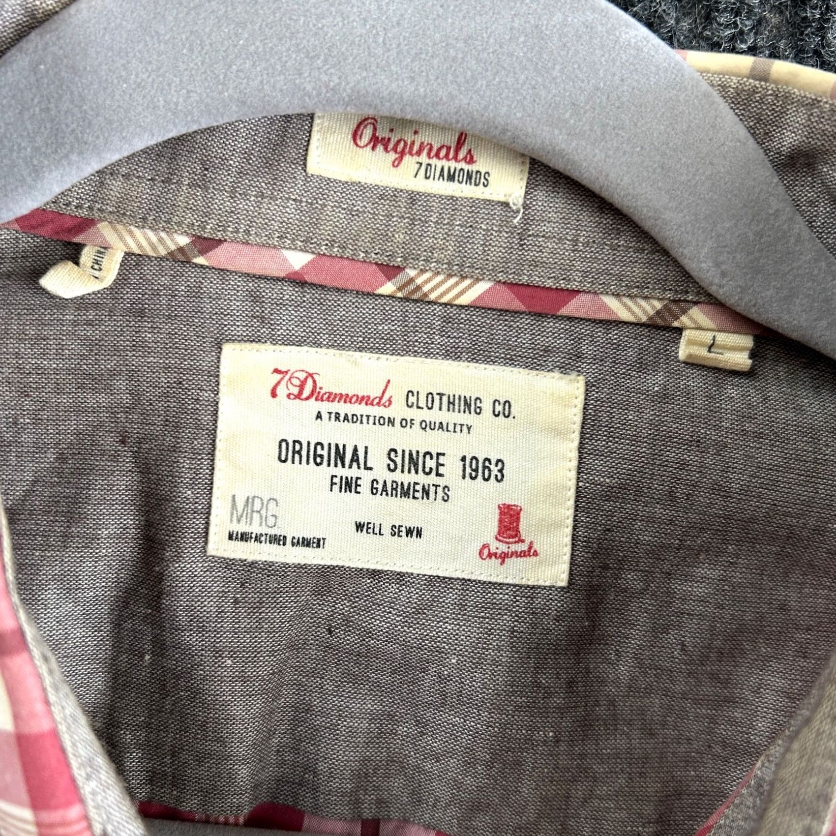 Vintage VINTAGE 7 Diamonds Mens Short Sleeve Button Down Shirt L Red Plaid Casual Preppy Shirt Size US L / EU 52-54 / 3 - 3 Thumbnail
