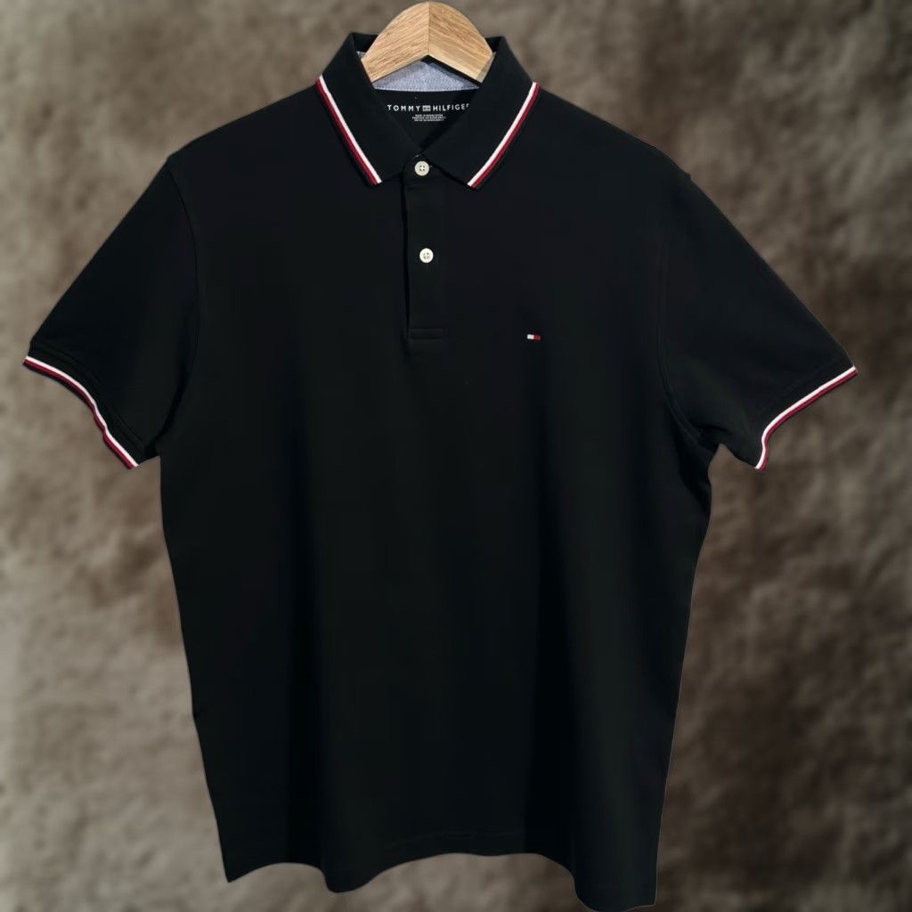 Tommy Hilfiger Tommy Hilfiger Polo Shirt Mens M Cotton Short Sleeve Dark Sable Black White Logo Activewear Casual Travel Golf Tennis Shirt Size US M / EU 48-50 / 2 - 1 Thumbnail