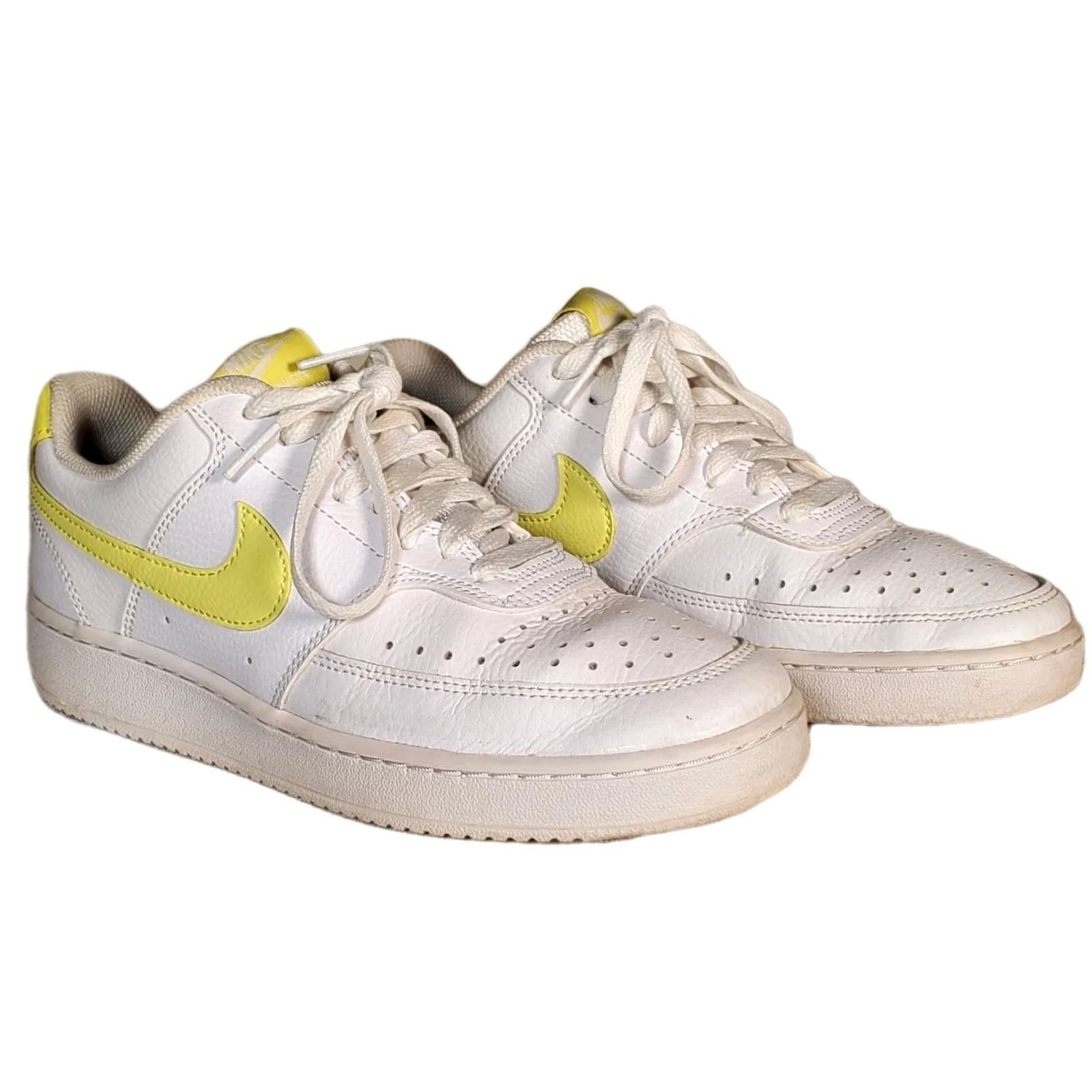 Nike Nike Court Vision White Zitron Leather Low Top Sneakers Women's US 7.5 Shoes Light Yellow White Size M / US 6-8 / IT 42-44 - 2 Thumbnail