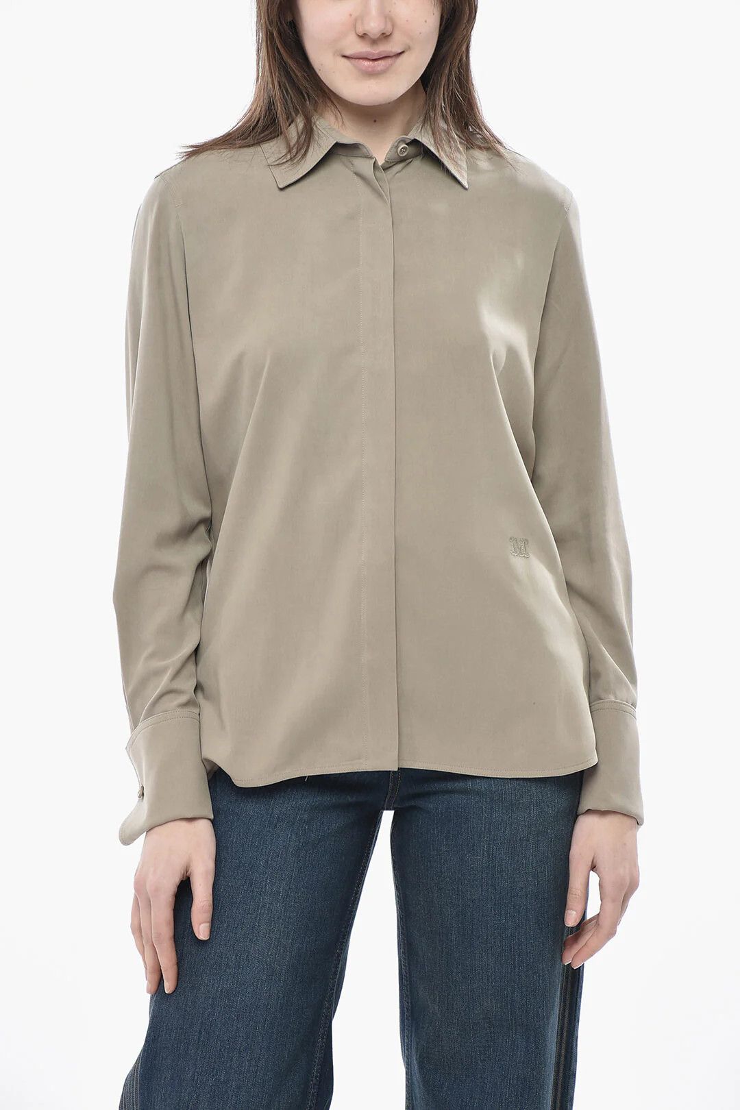Max Mara og1mm0426 Silk Shirt in Beige Size S / US 4 / IT 40 - 1 Thumbnail
