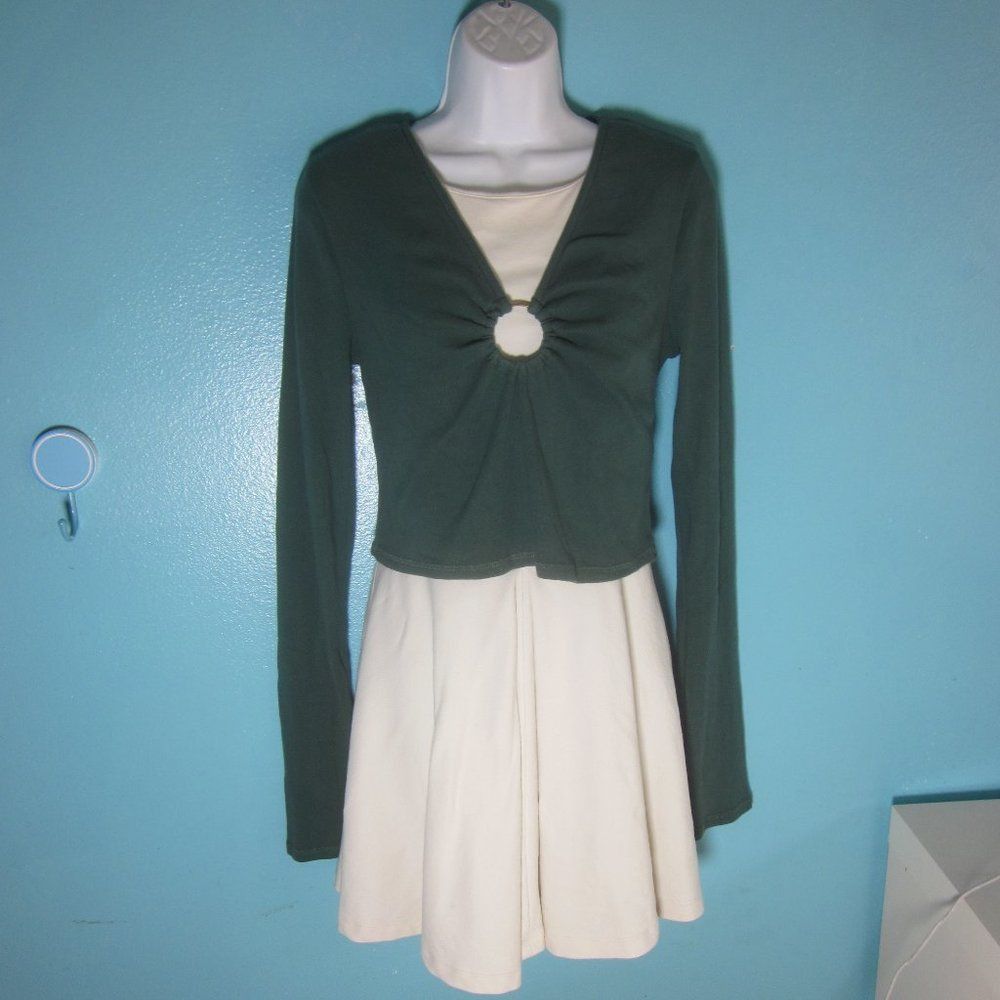 Free People Free People Green Cropped Tee Long Sleeve Womens Cotton Top Size XL Size XL / US 12-14 / IT 48-50 - 1 Thumbnail