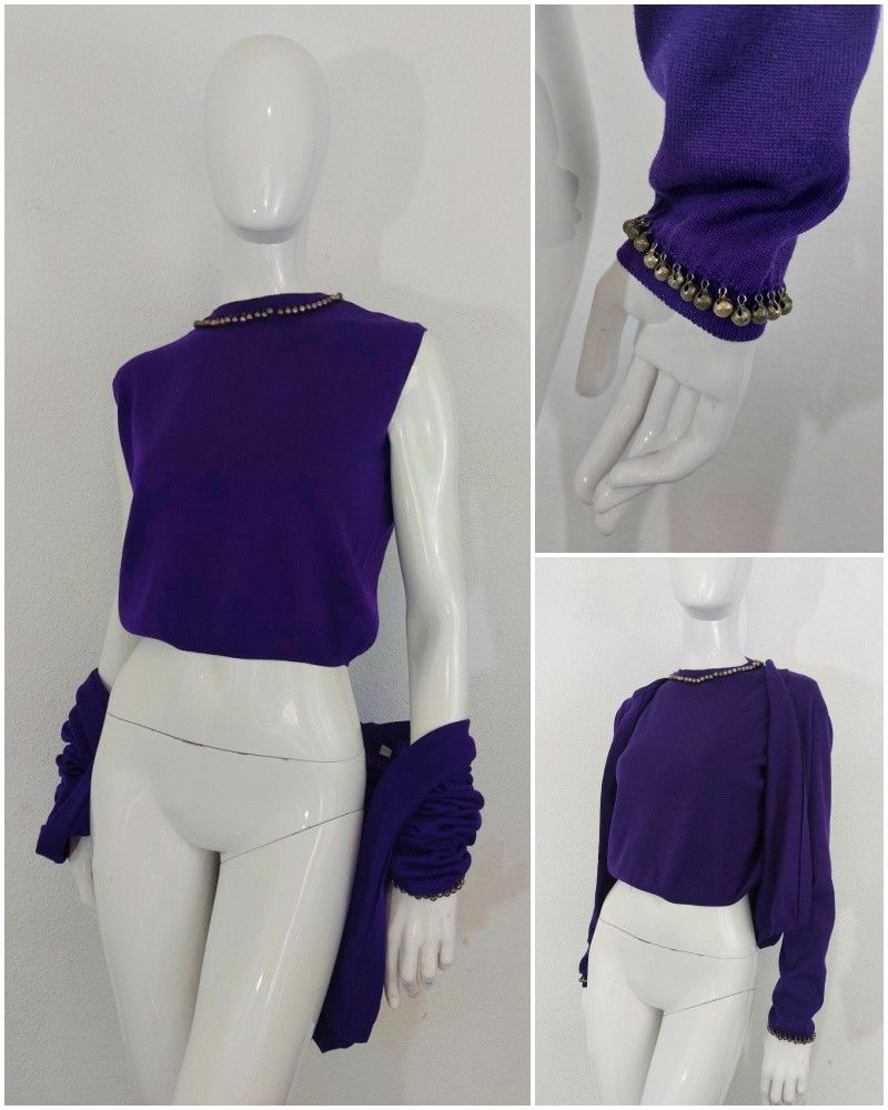 image of Jean Paul Gaultier Arabic Oriental Rattle Sweater Twin Set in Purple, Women's (Size Medium)