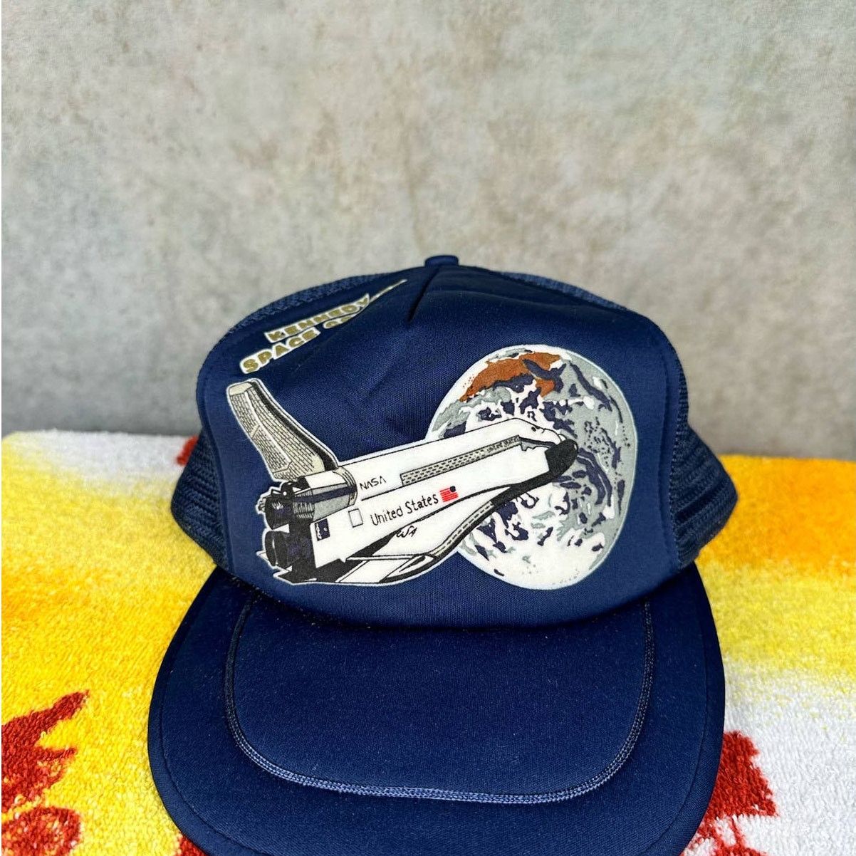 NASA × Vintage Vintage 80s Nasa Trucker Hat Mesh Back Snap Back Navy Blue Size ONE SIZE - 2 Thumbnail