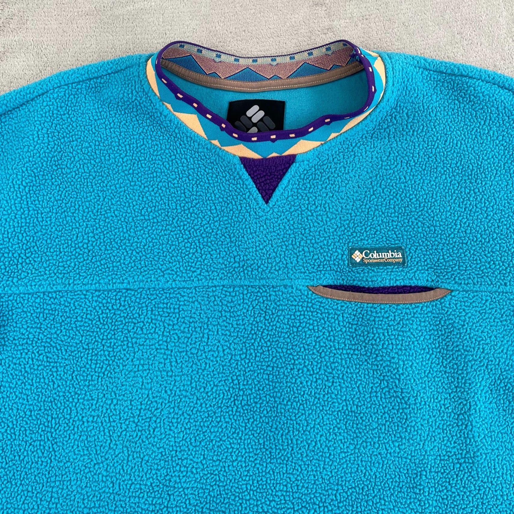 Altea Columbia Wapitoo Aztec Crewneck Fleece Pullover Men Large Teal Purple Outdoors Size US L / EU 52-54 / 3 - 3 Thumbnail