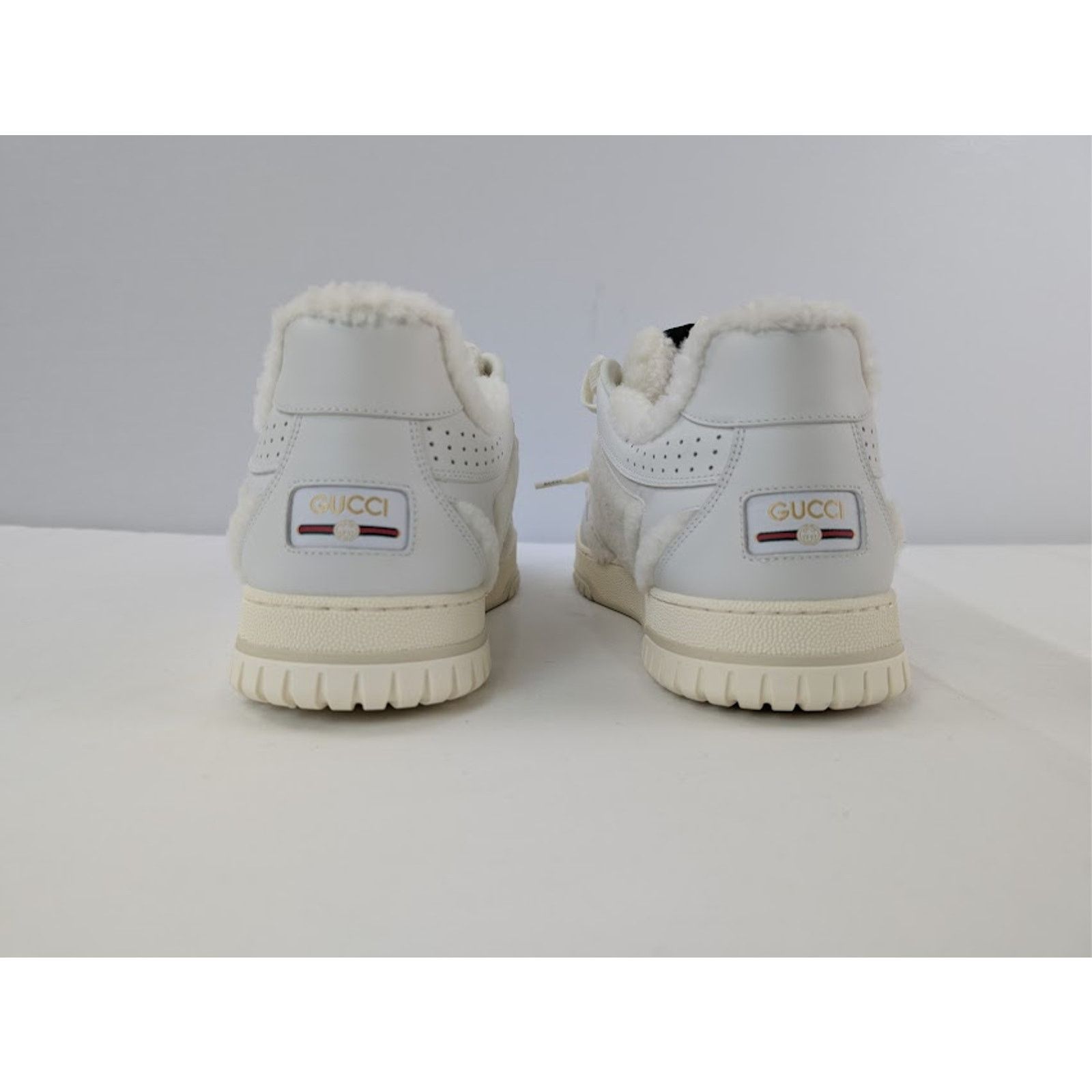 Gucci o1rshd1 Leather Re-Web Sneaker in White Merino Wool-Effect Size US 10 / EU 43 - 11 Thumbnail