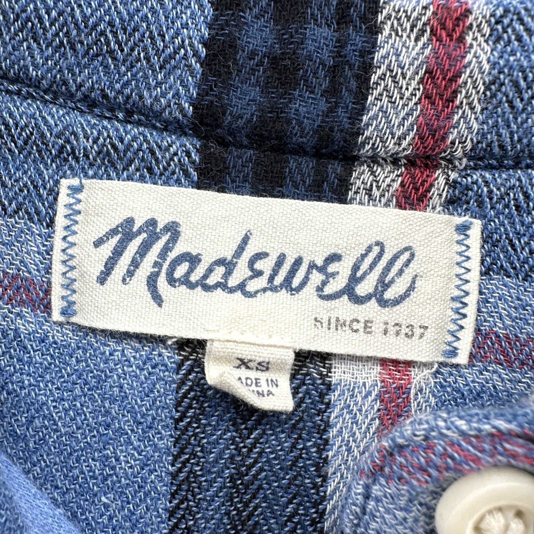 Madewell Madewell Flannel Shirt Womens XS Blue Plaid Button Front Cotton Long Sleeve Size XS / US 0-2 / IT 36-38 - 4 Thumbnail