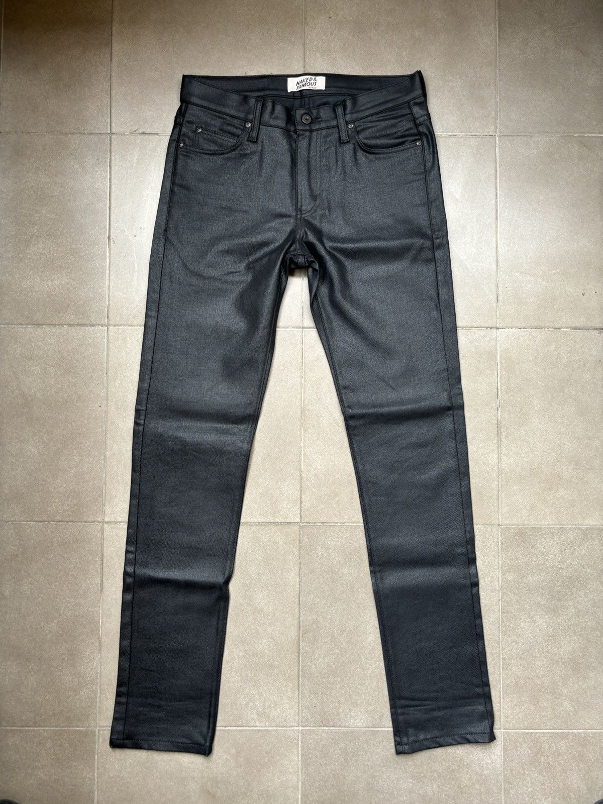 Naked & Famous Naked & Famous Denim - Black Waxed Jeans Size US 31 - 1 Thumbnail