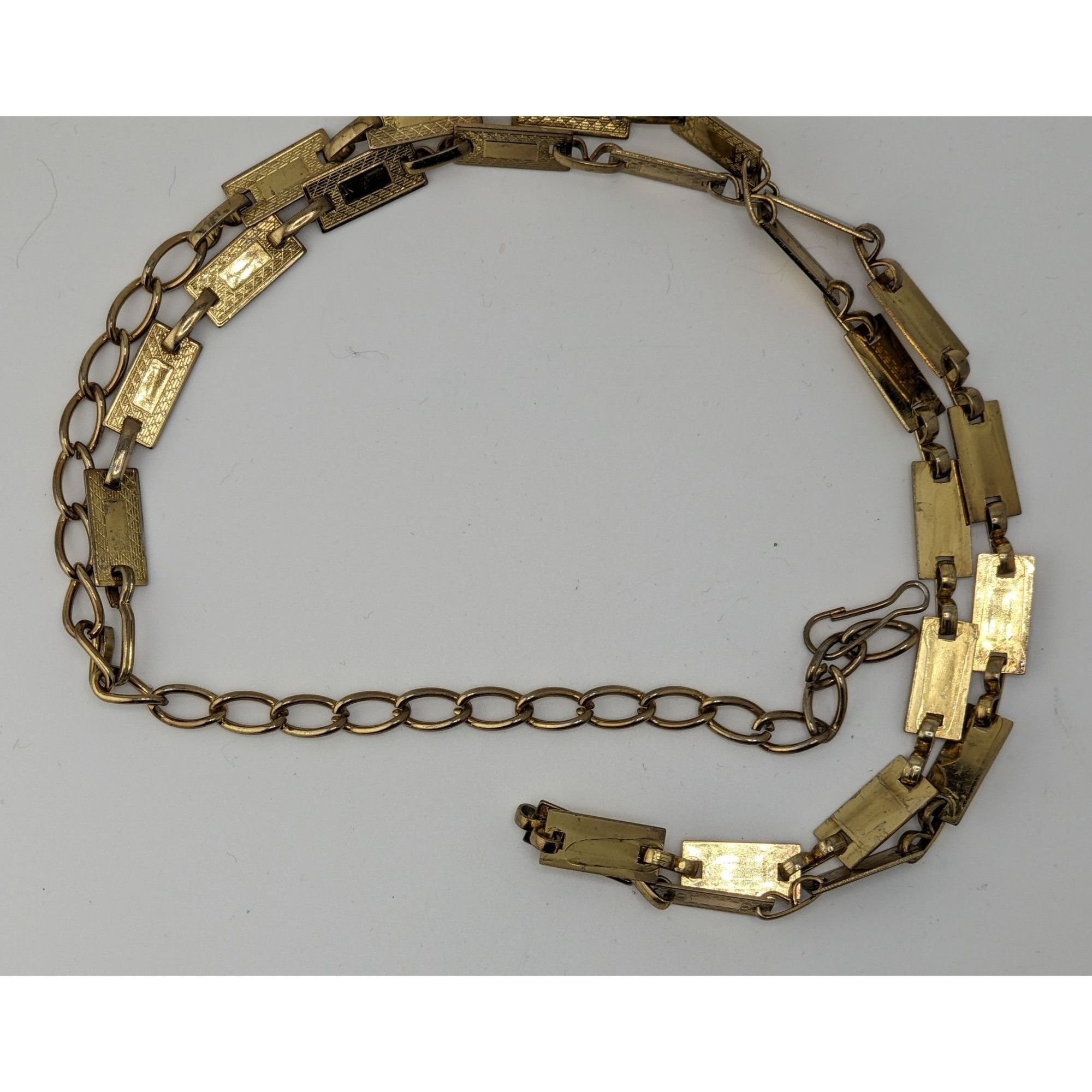 Other Vintage Glam Engraved Rectangle Link Gold-Tone Necklace/Belt Size ONE SIZE - 5 Thumbnail