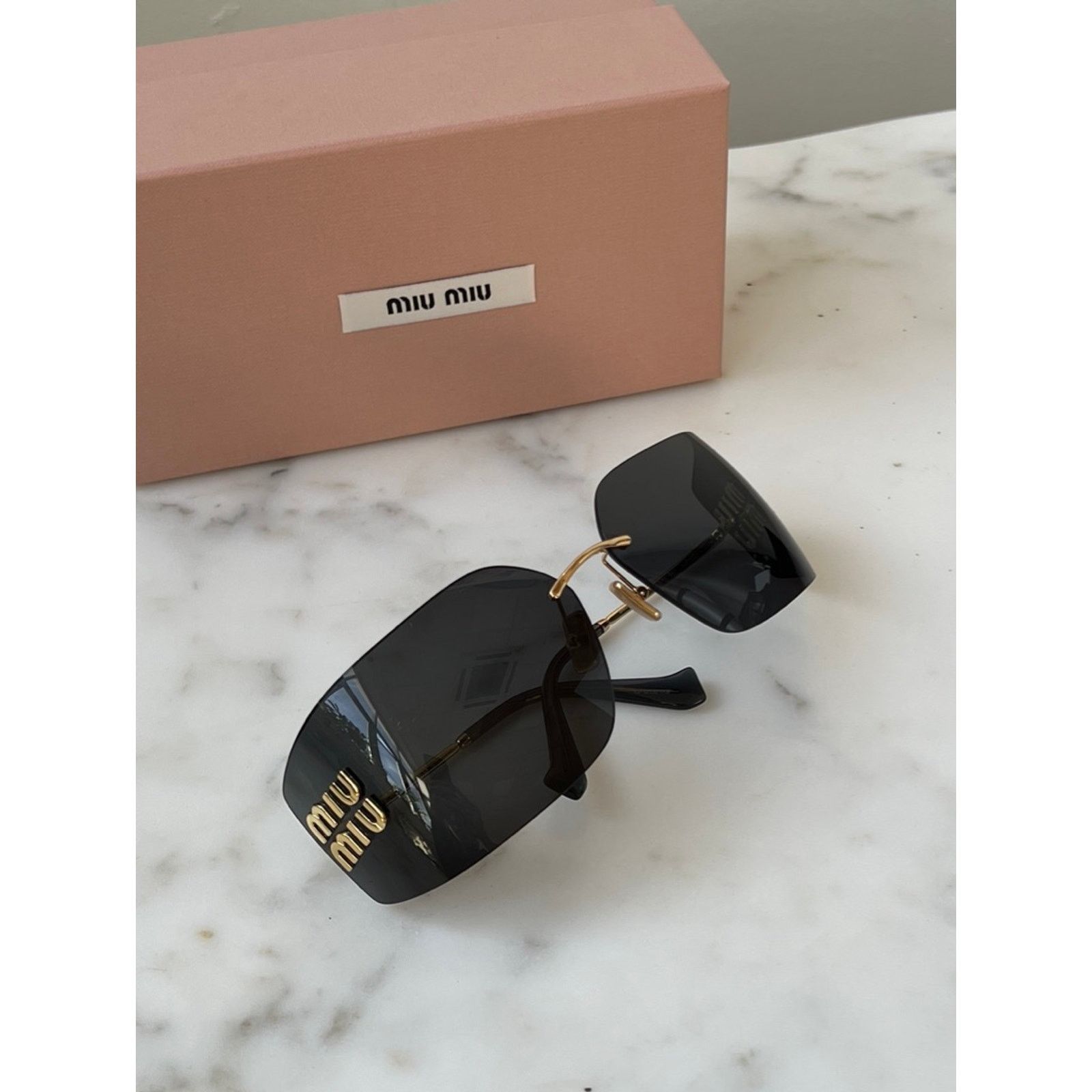 Miu Miu NEW Miu Miu MU54YS Dark Grey Shield Mask Sunglasses $610 Size ONE SIZE - 10 Thumbnail