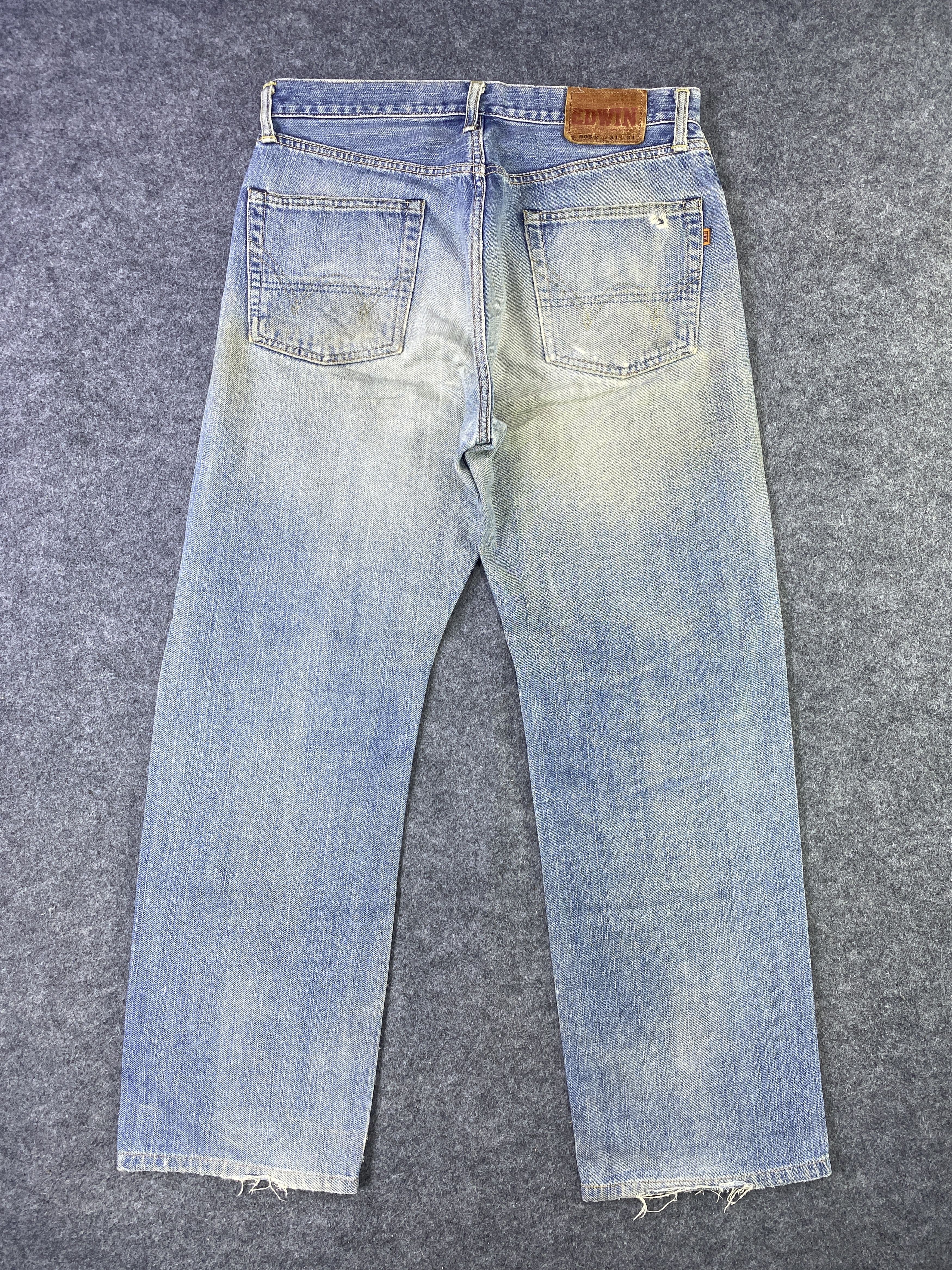 Edwin Edwin 505x Selvedge Distress Blue Wash Denim - J885 Size US 33 - 3 Thumbnail